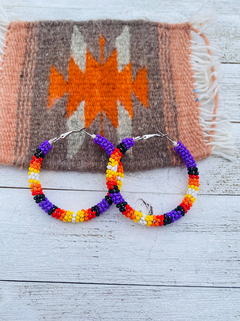 Native american sales beaded hoop earrings