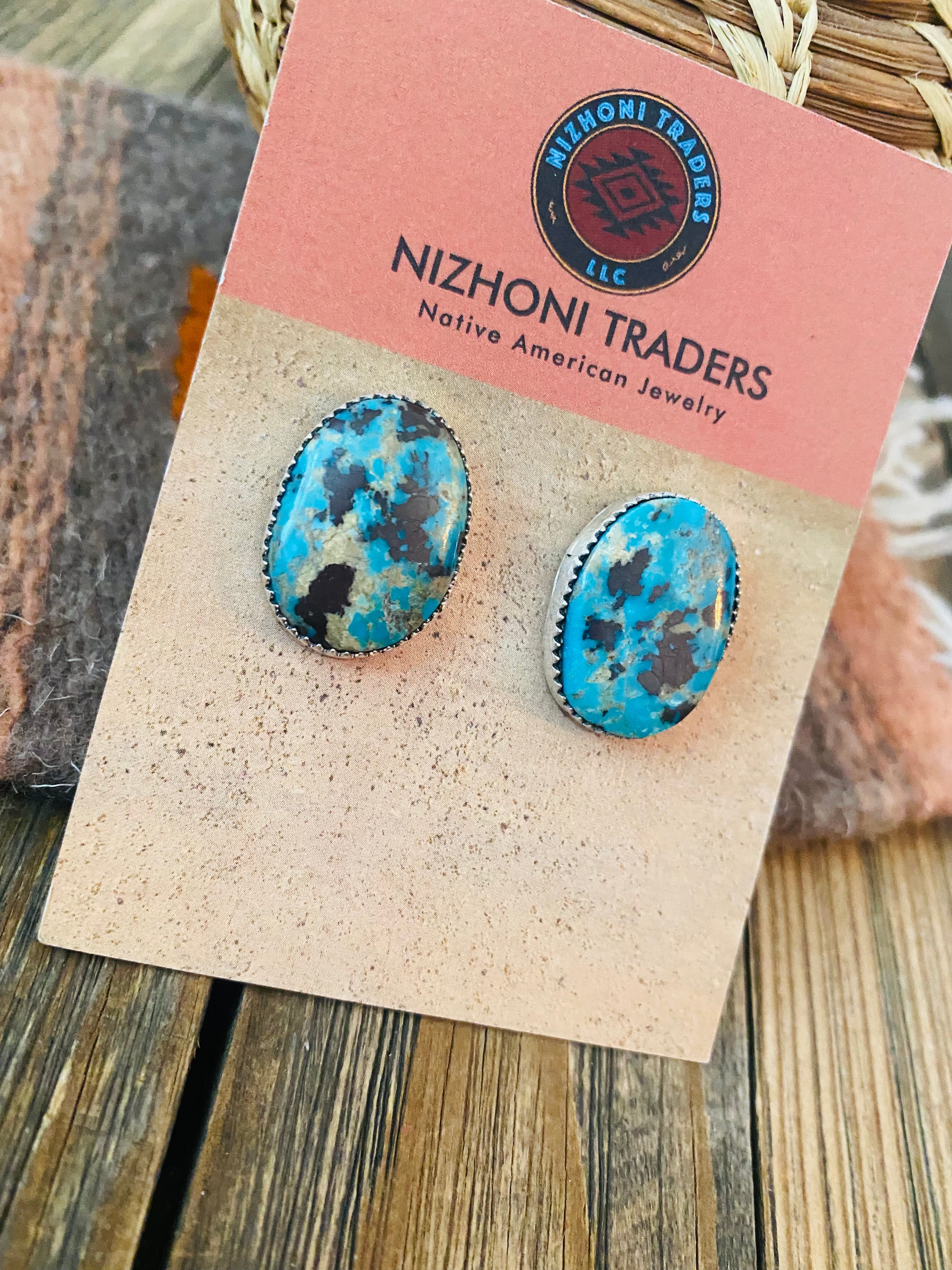 Navajo Sterling Silver & Turquoise Stud Earrings