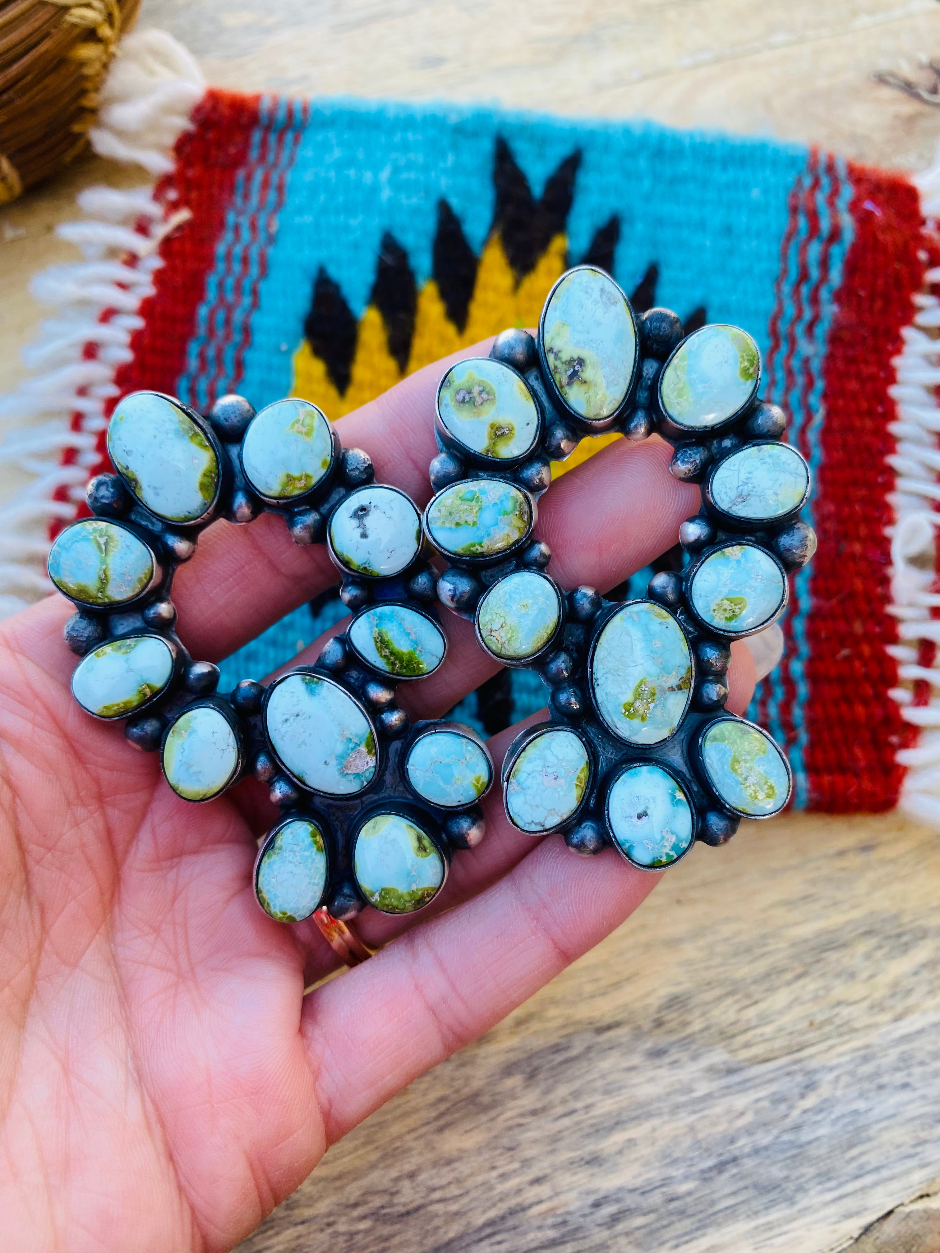 Navajo Sterling Silver & Sonoran Gold Turquoise Dangle Earrings