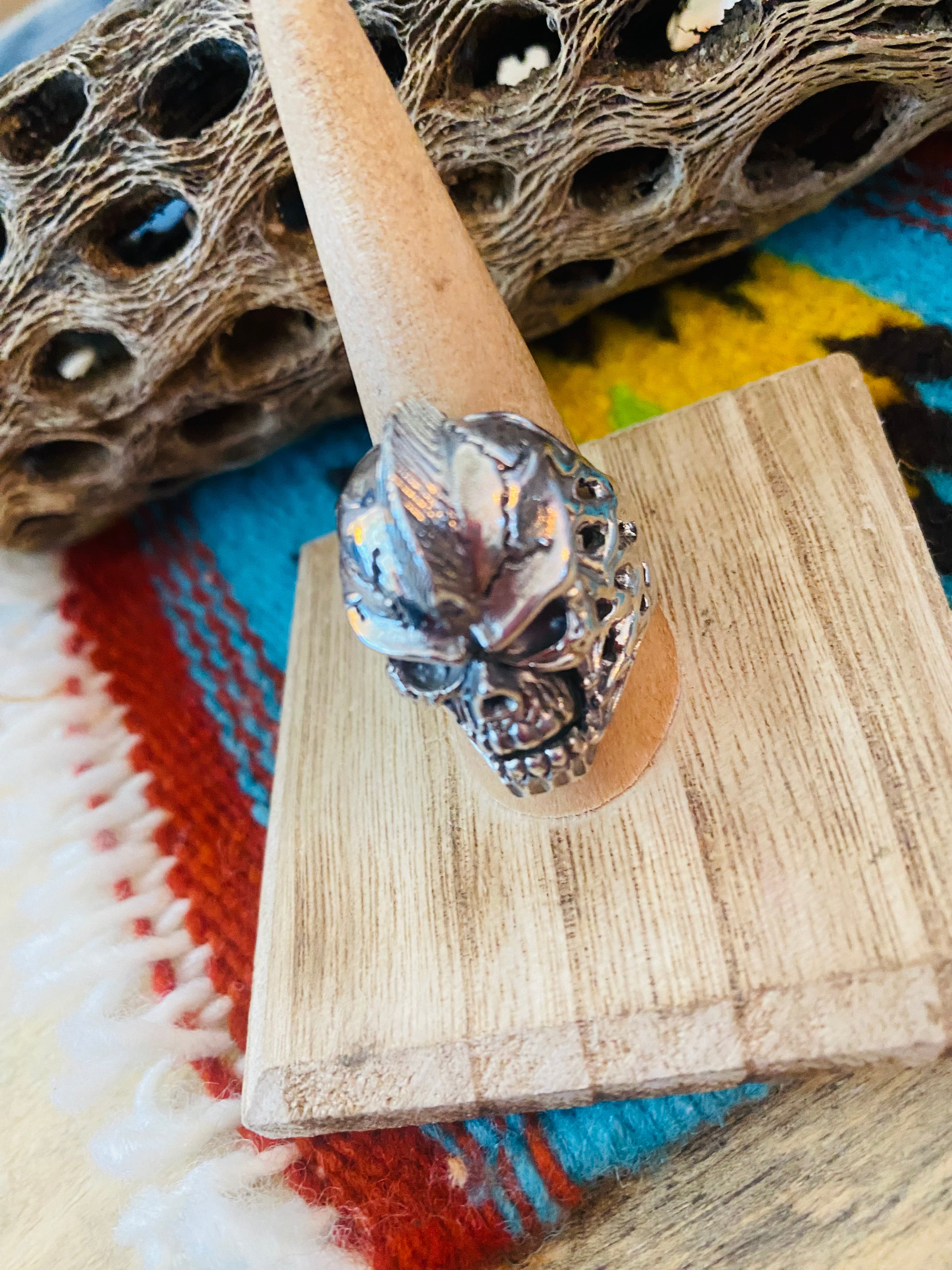 Handmade Sterling Silver Skull Ring Size 9.5