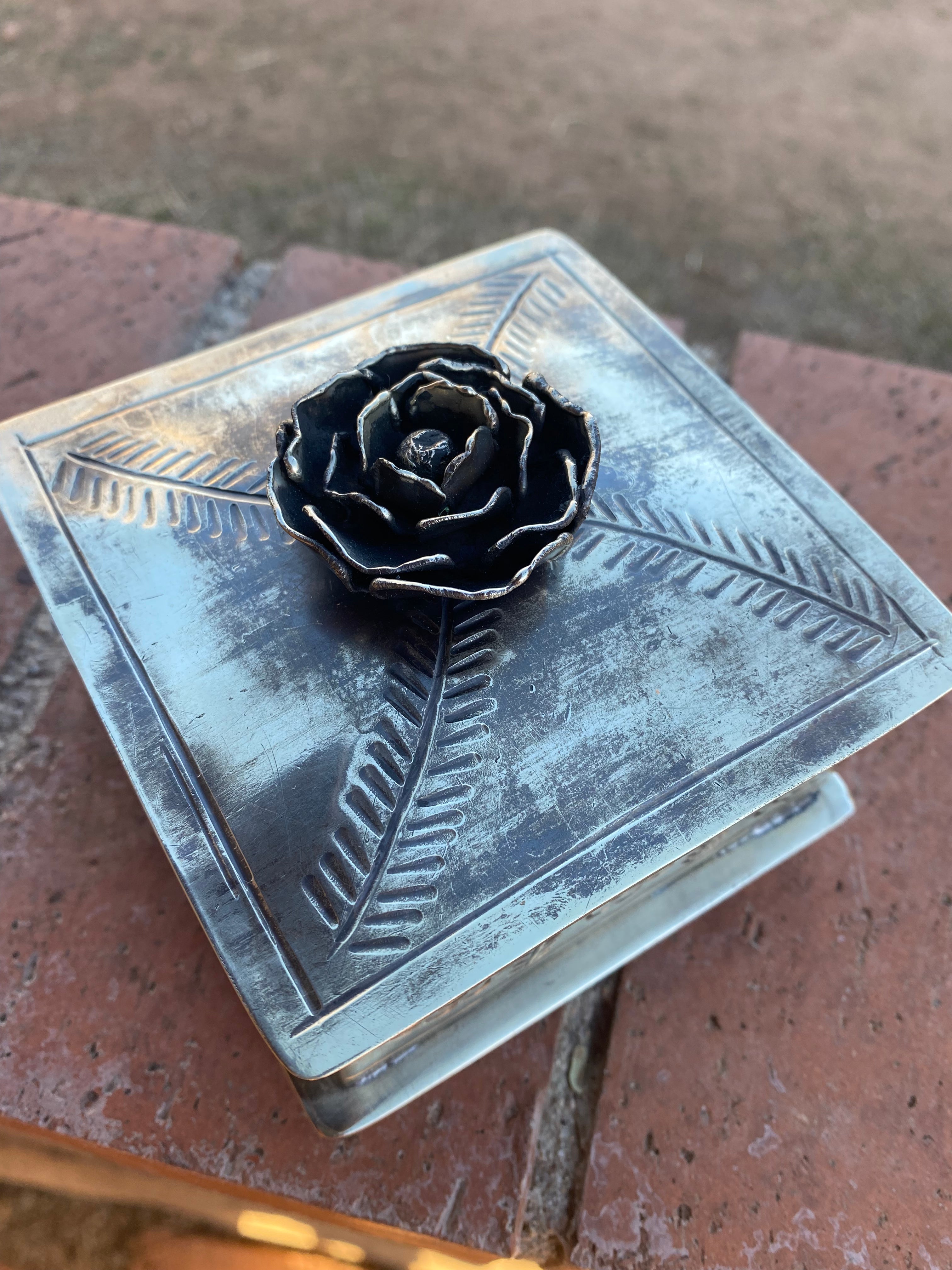 Handmade German Silver Rose Trinket Box