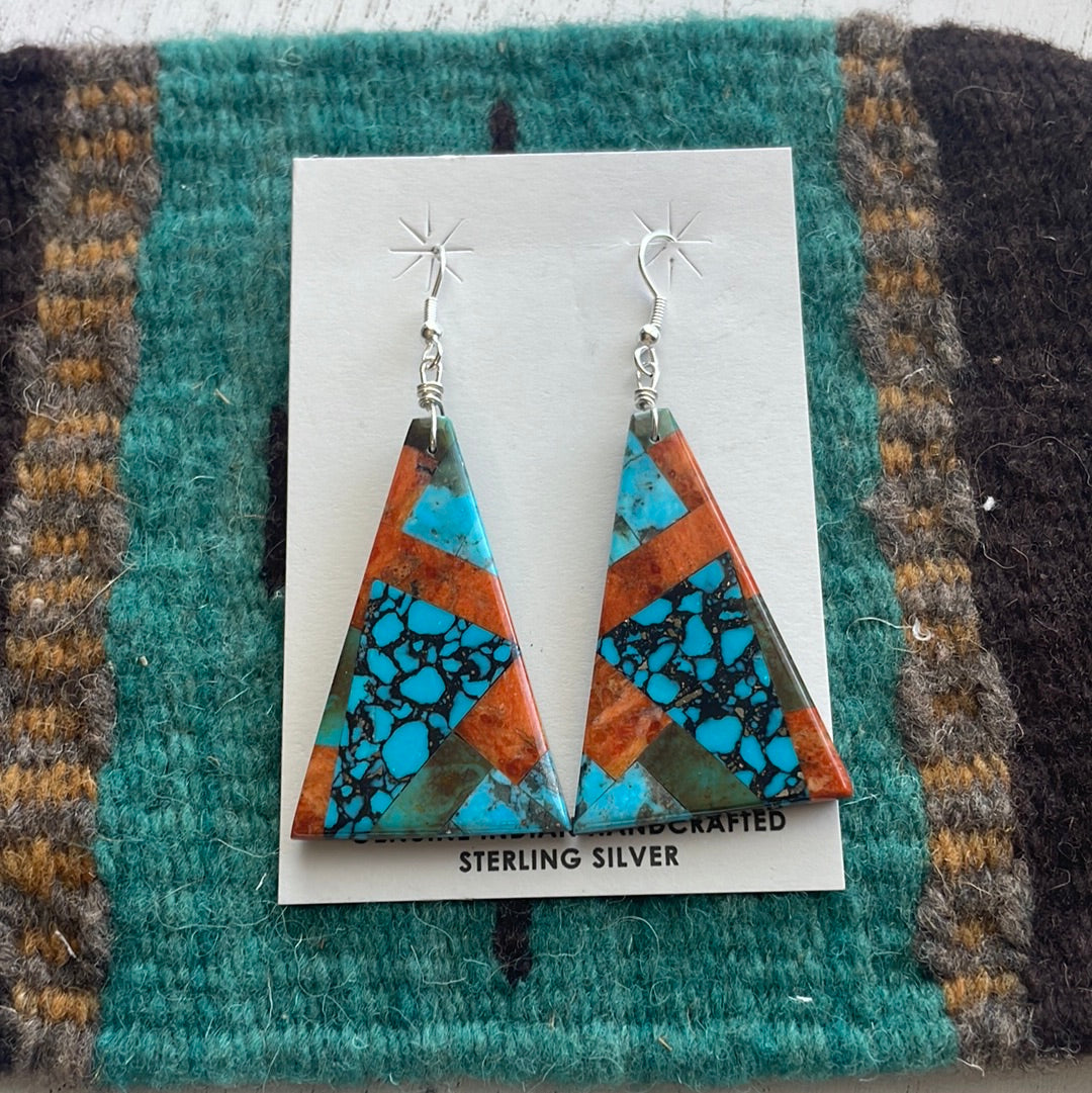 Santo Domingo Multi Stone Inlay Dangle Earrings