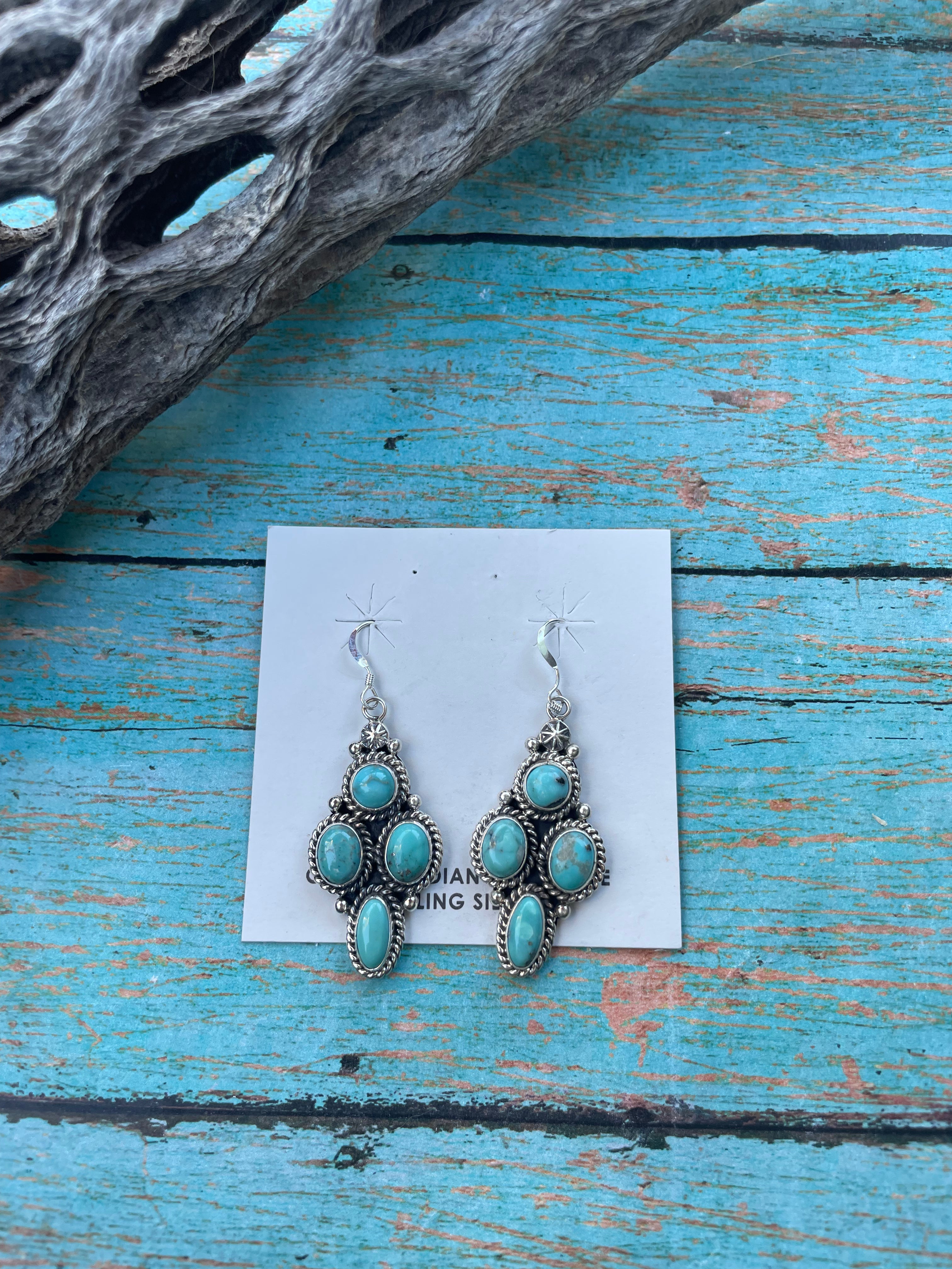 Navajo Sterling Silver And Turquoise Dangles