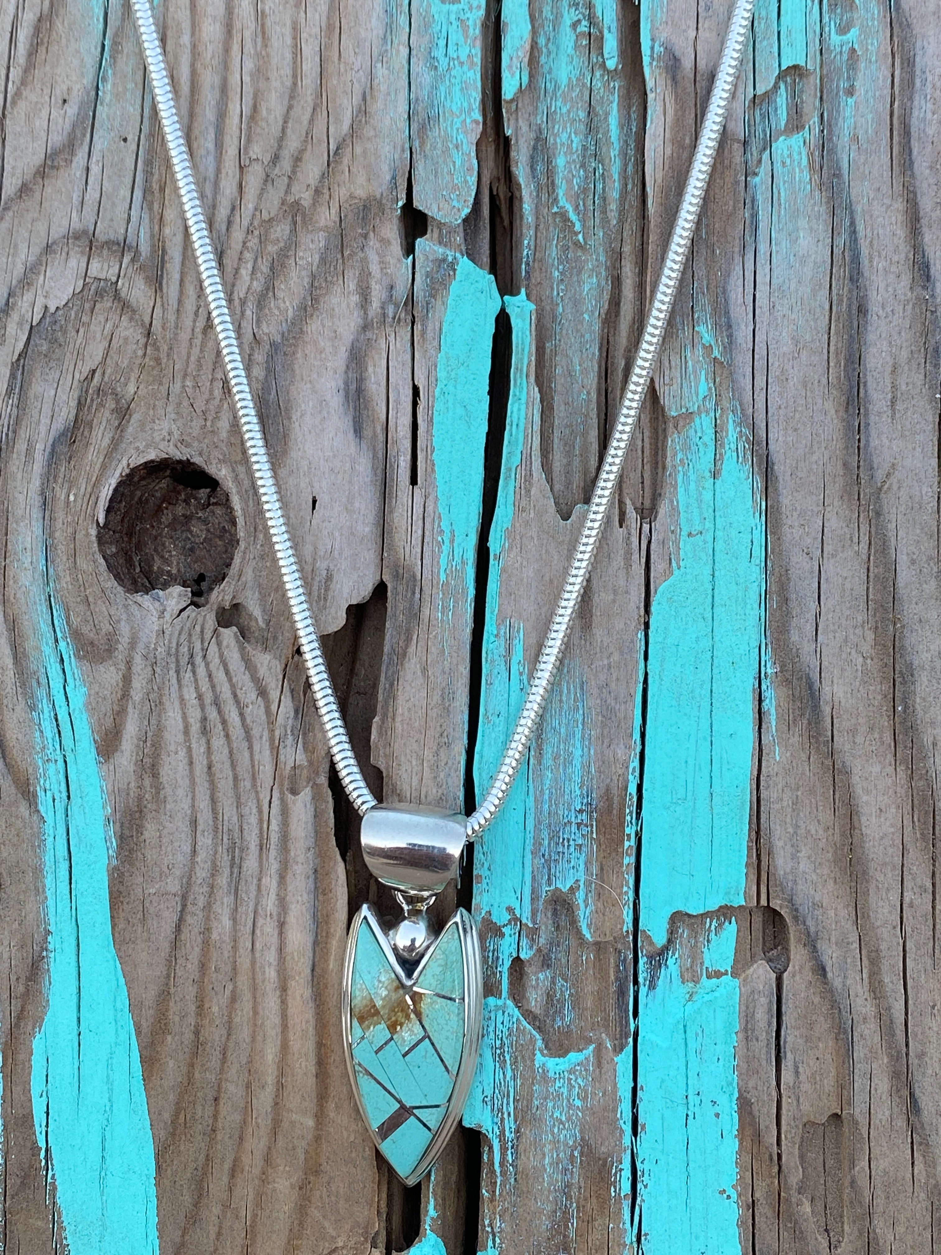 Navajo Turquoise Sterling Silver Arrow Pendant