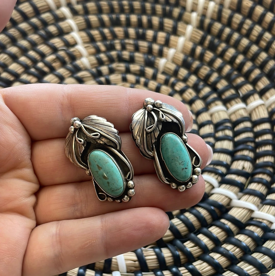 Navajo Turquoise & Sterling Silver Post Earrings