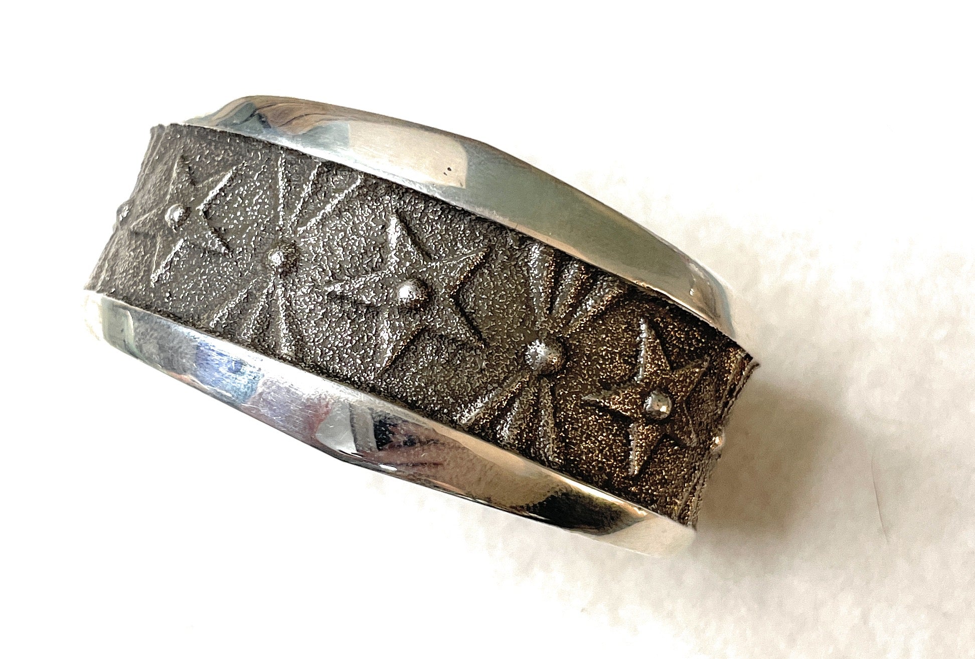 Navajo Sterling Silver Star Cuff Bracelet Stamped And Signed