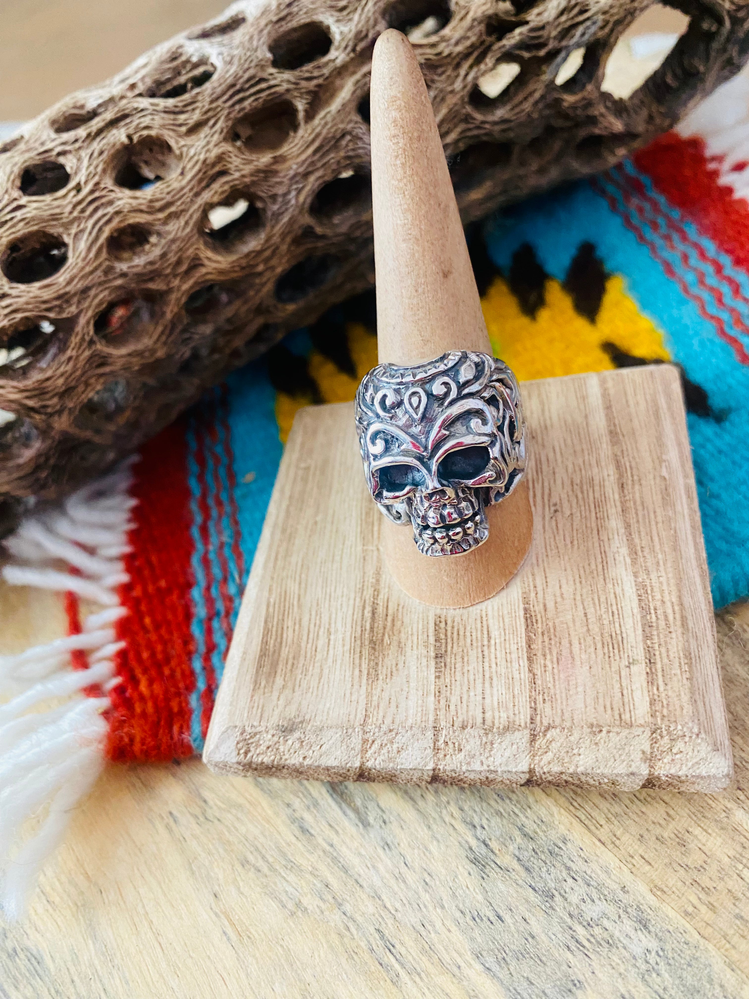 Handmade Sterling Silver Skull Ring Size 9