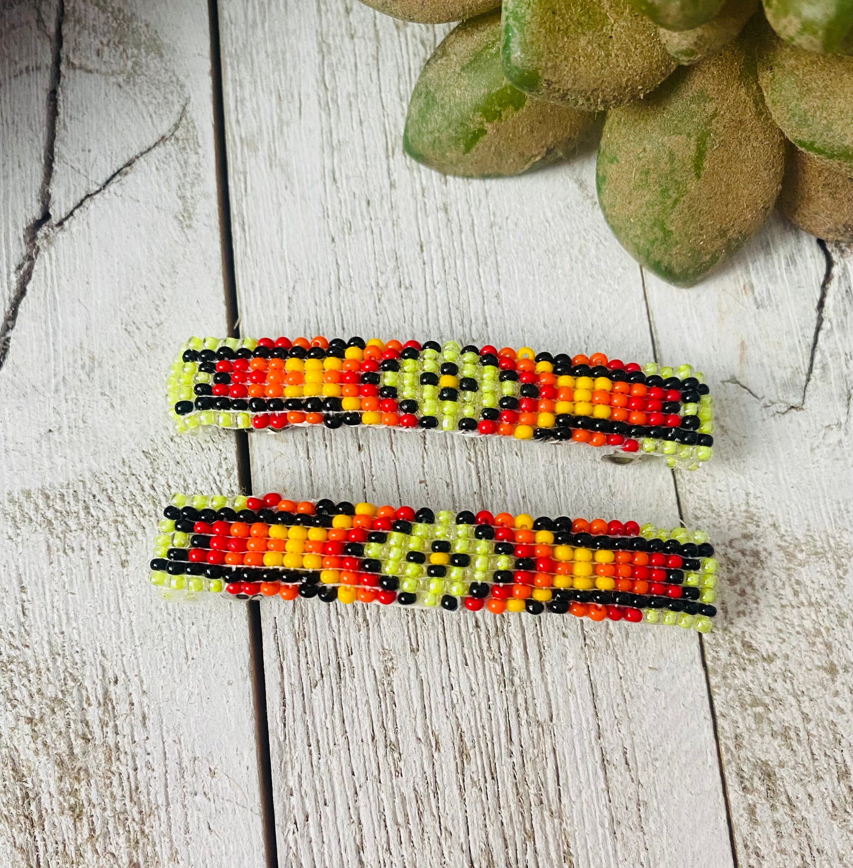 Navajo Handmade Beaded Barrette Set