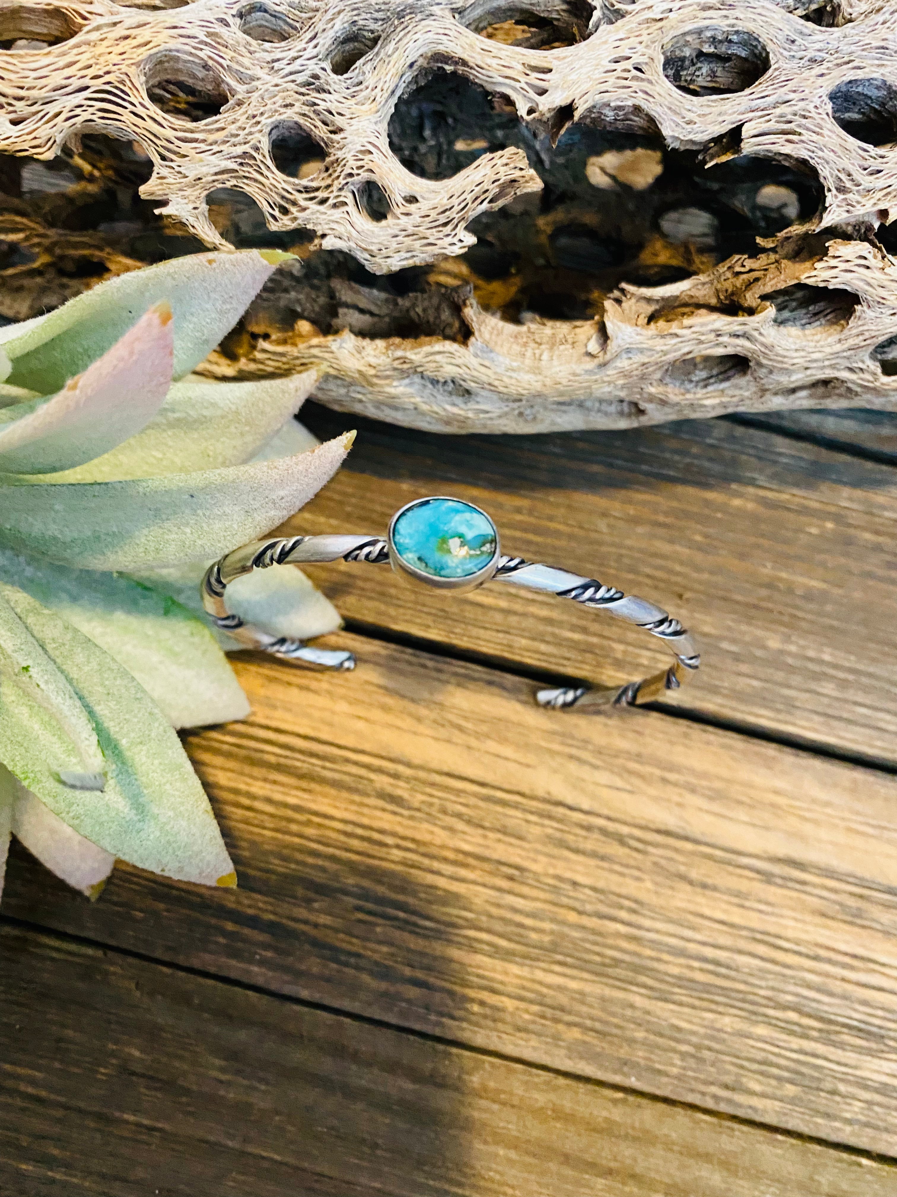 Navajo Sterling Silver & Sonoran Mountain Turquoise Cuff Bracelet