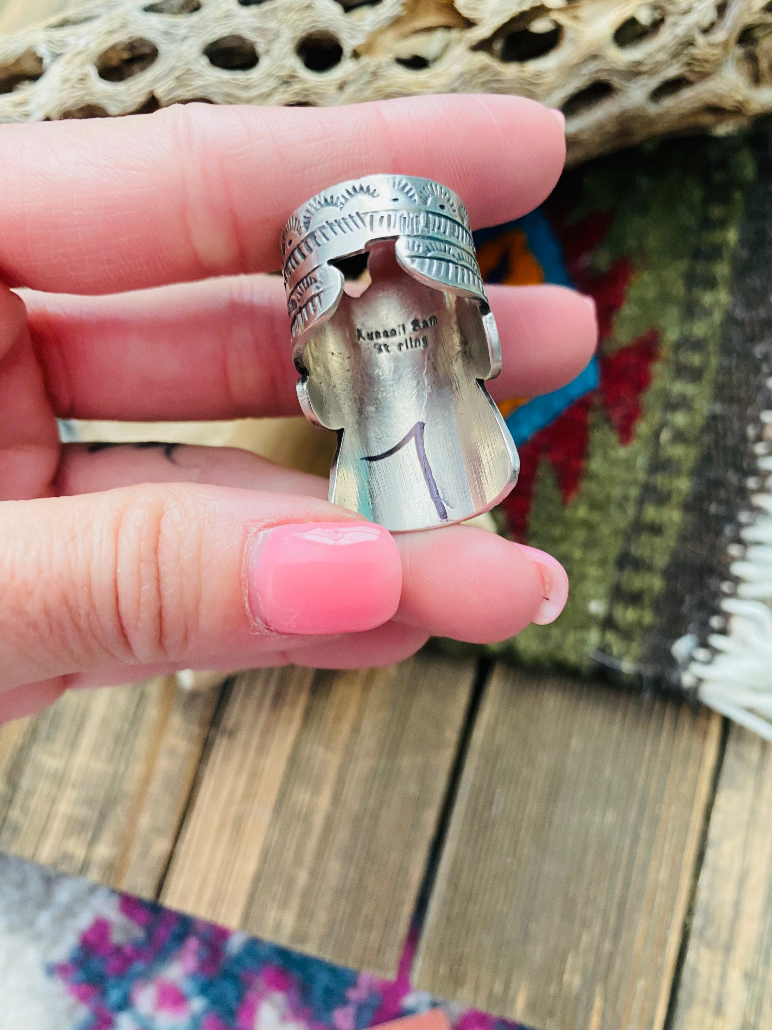 Navajo Sterling Silver & Turquoise Thunderbird Ring