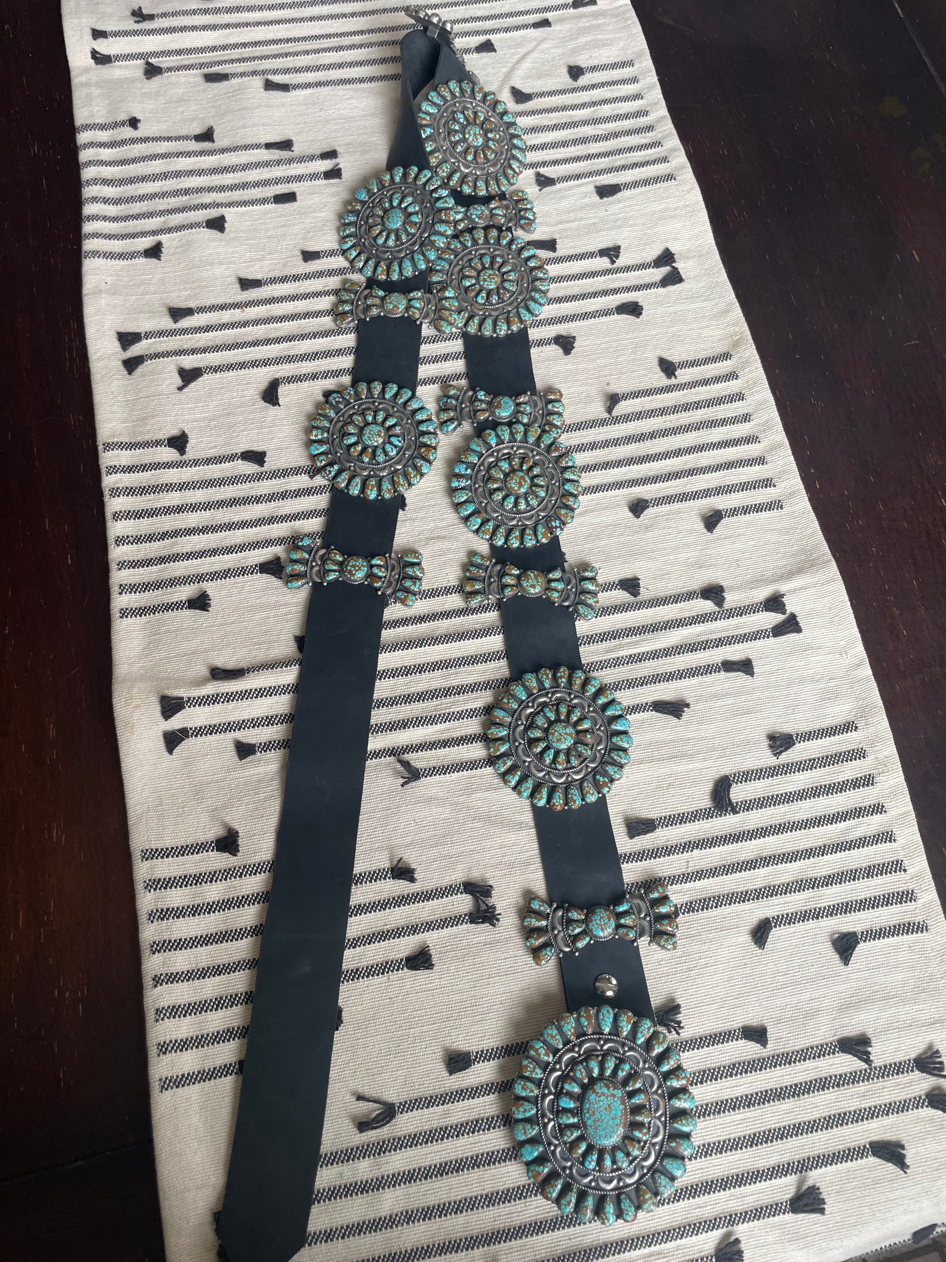 Old Pawn Beautiful Number 8 Turquoise Concho Belt