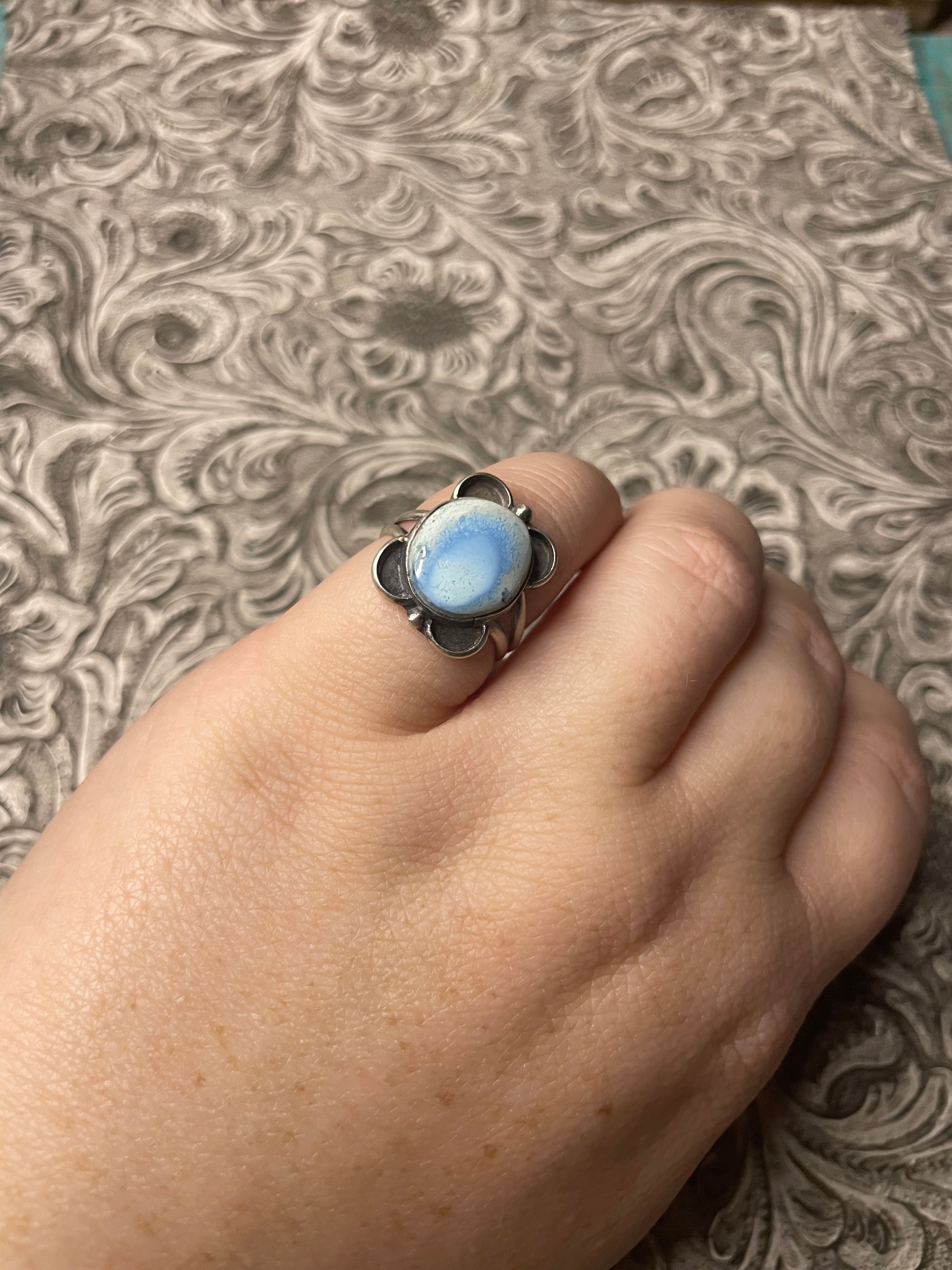 Navajo Golden Hills Turquoise & Sterling Silver Ring Size 7