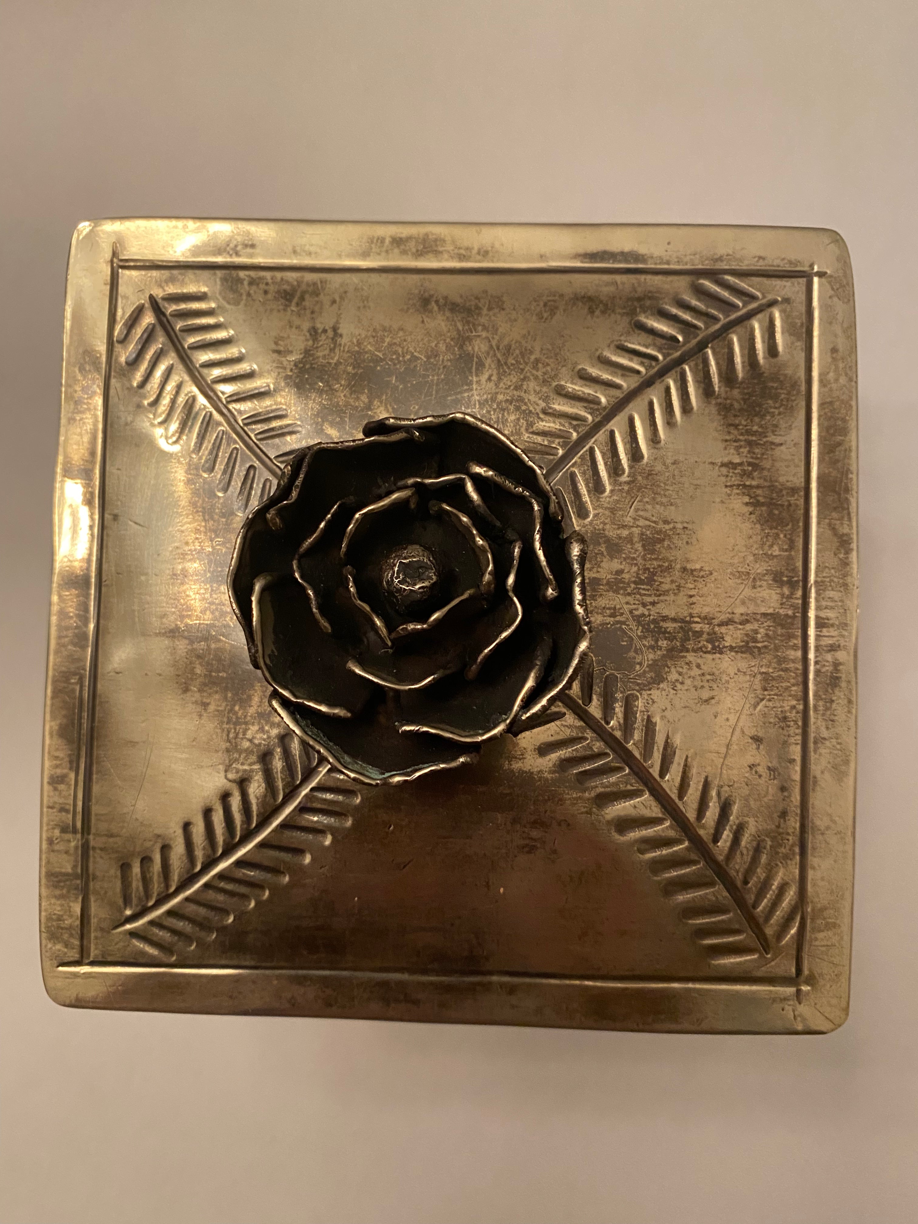 Handmade German Silver Rose Trinket Box