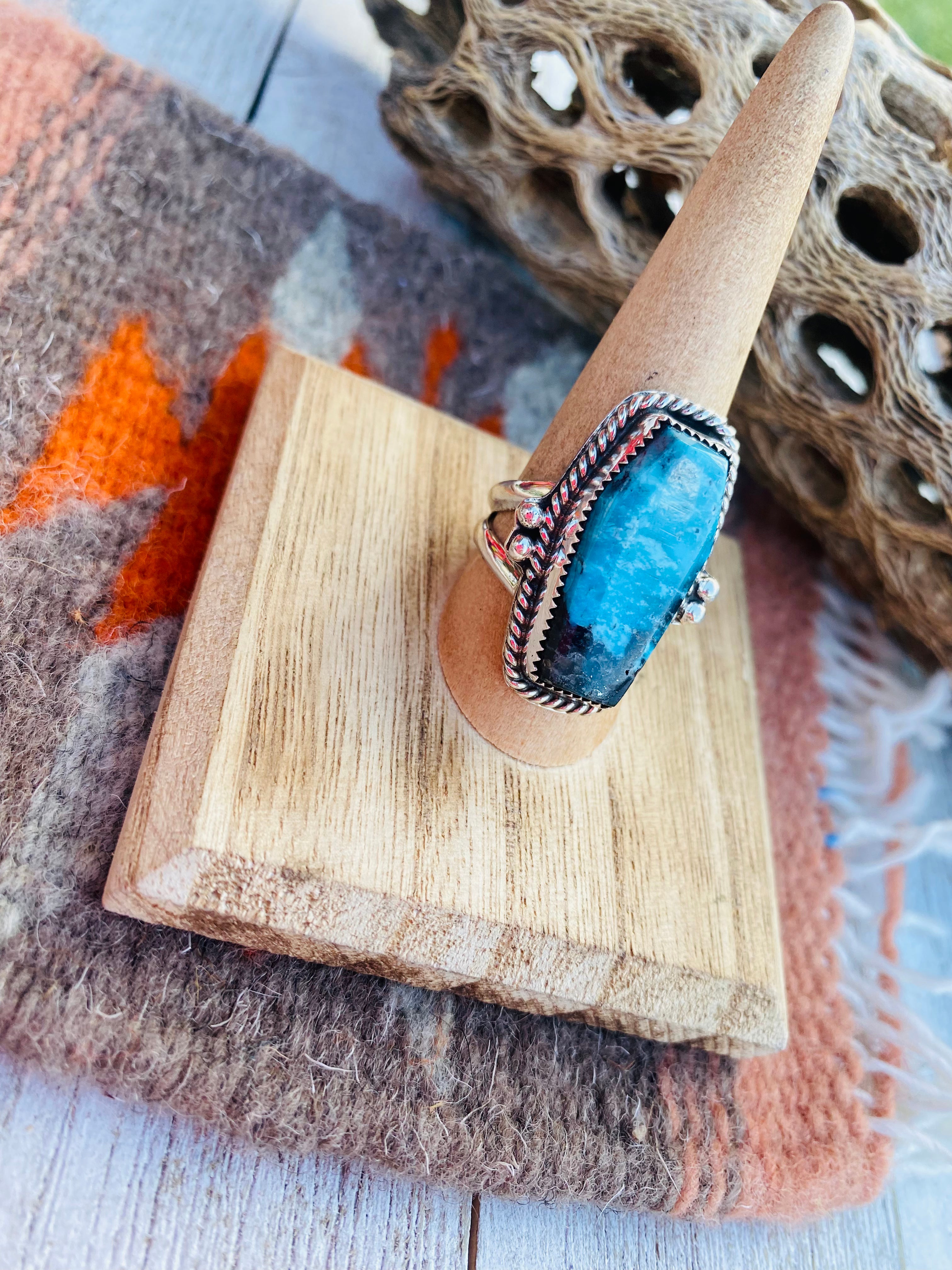 Navajo Turquoise & Sterling Silver Ring Size 8.75