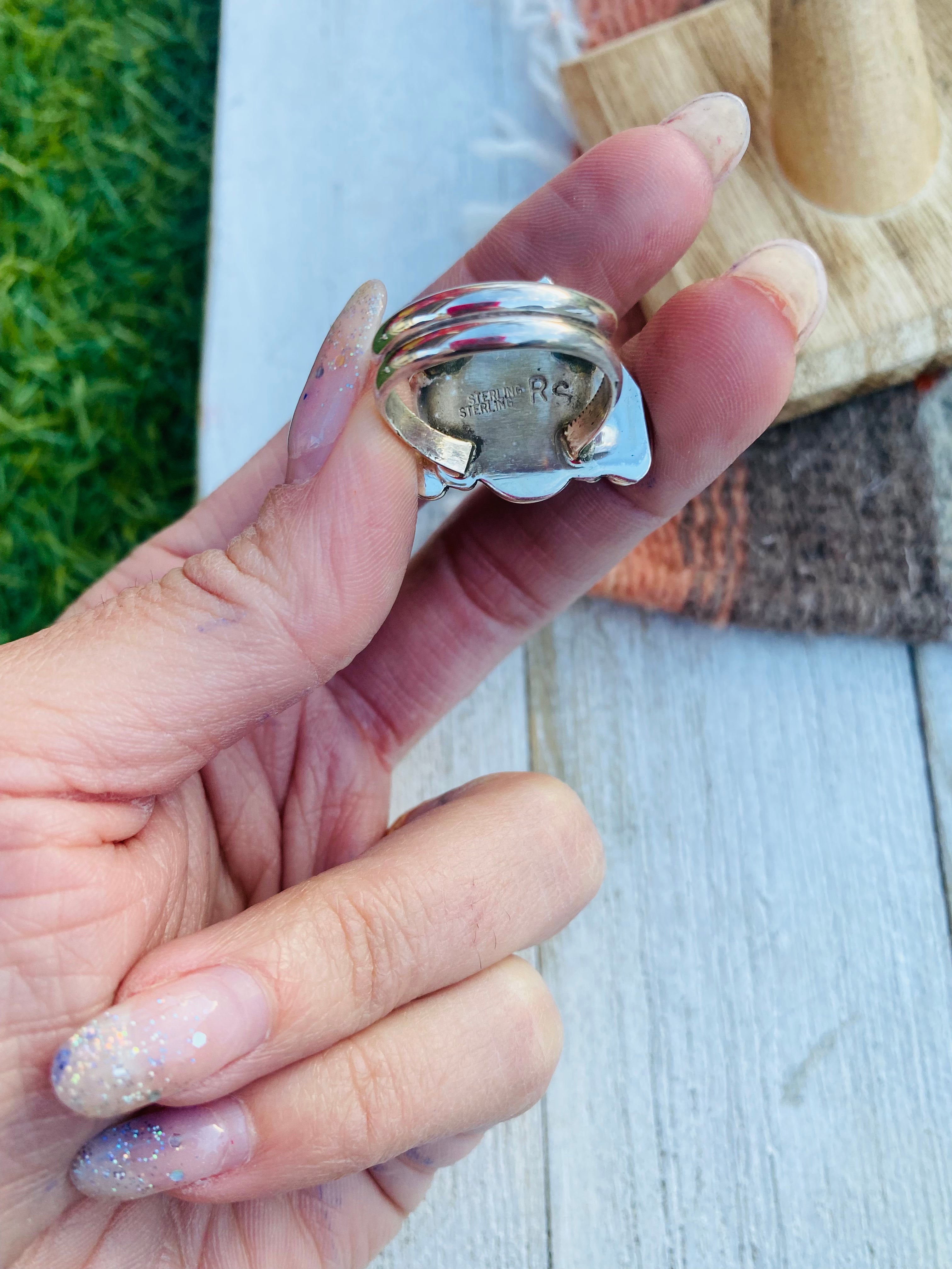 Navajo Turquoise & Sterling Silver Ring Size 6.5