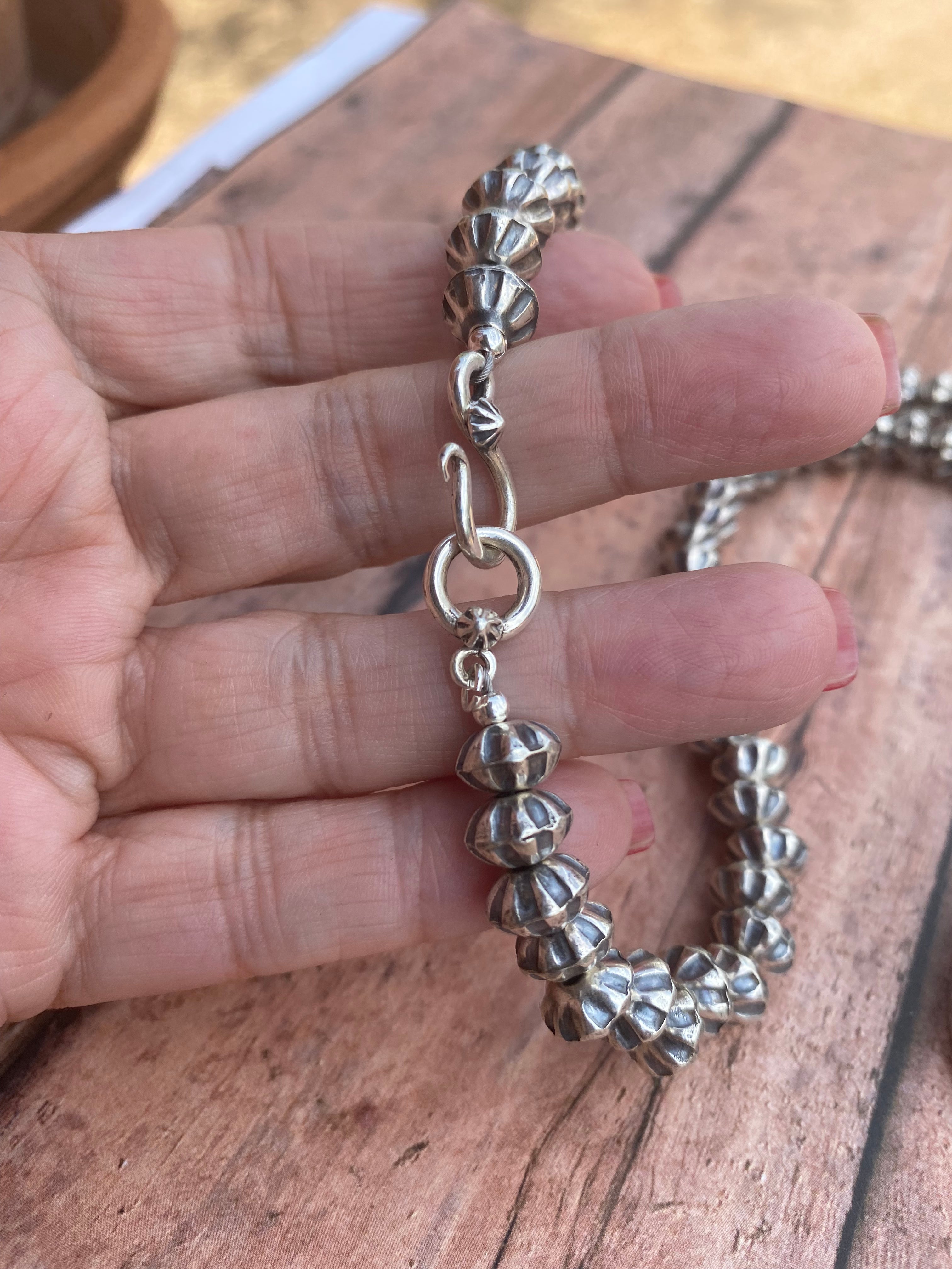 Navajo Rhodonite & Sterling Silver Beaded Necklace