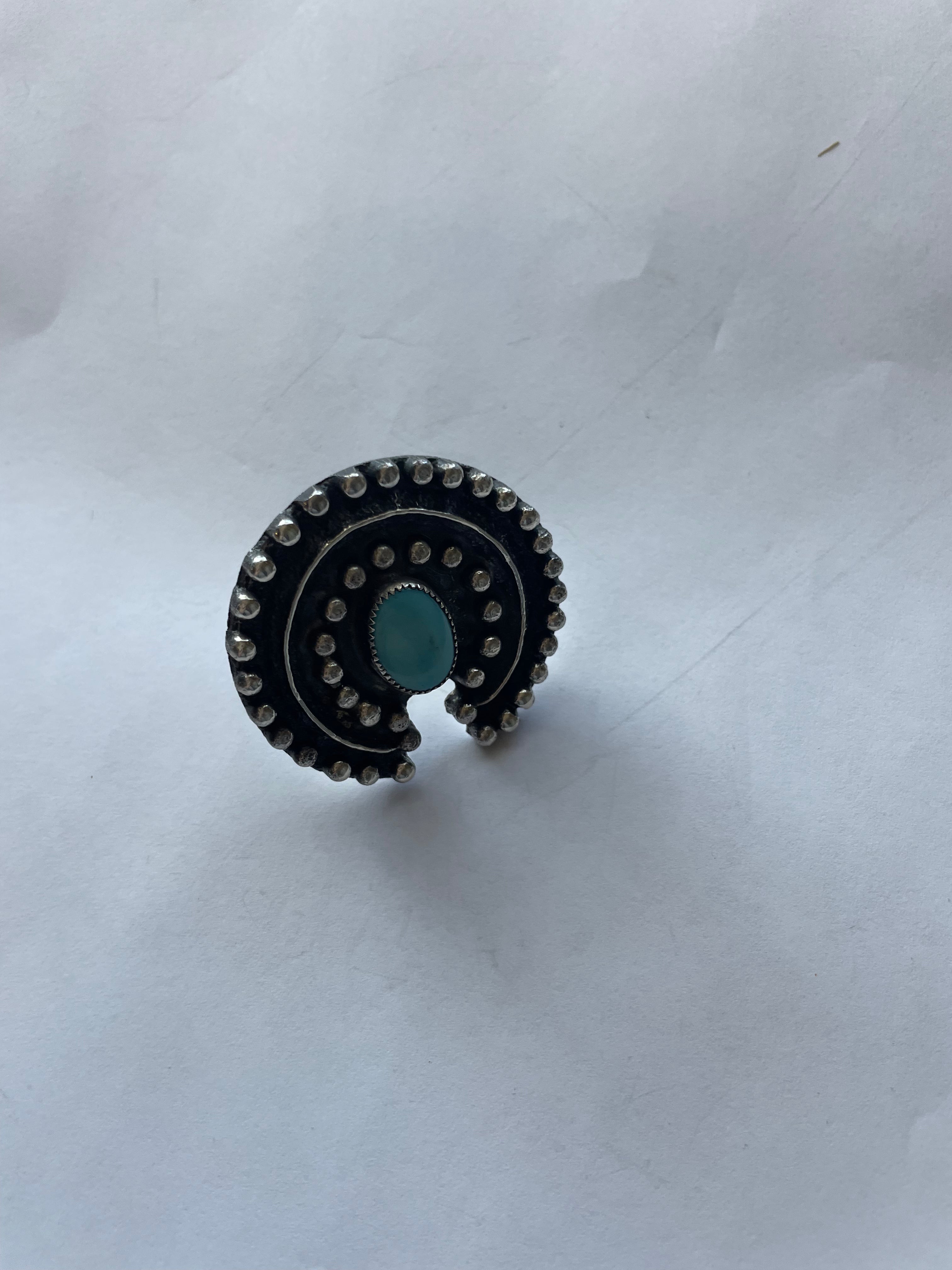 Navajo Sterling Silver & Turquoise Ring Size 8.5 Signed