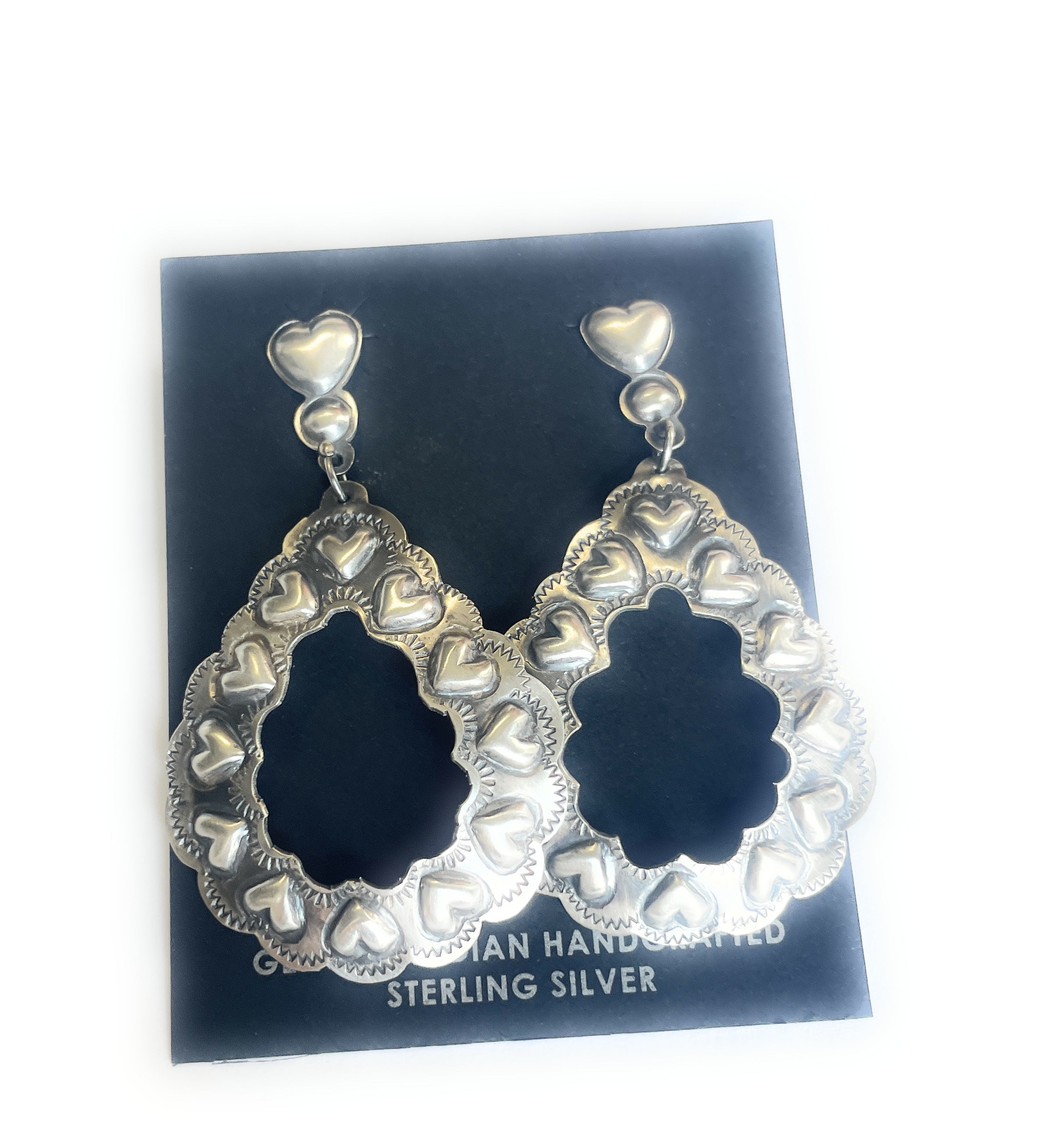 Navajo Sterling Silver Heart Dangle Earrings