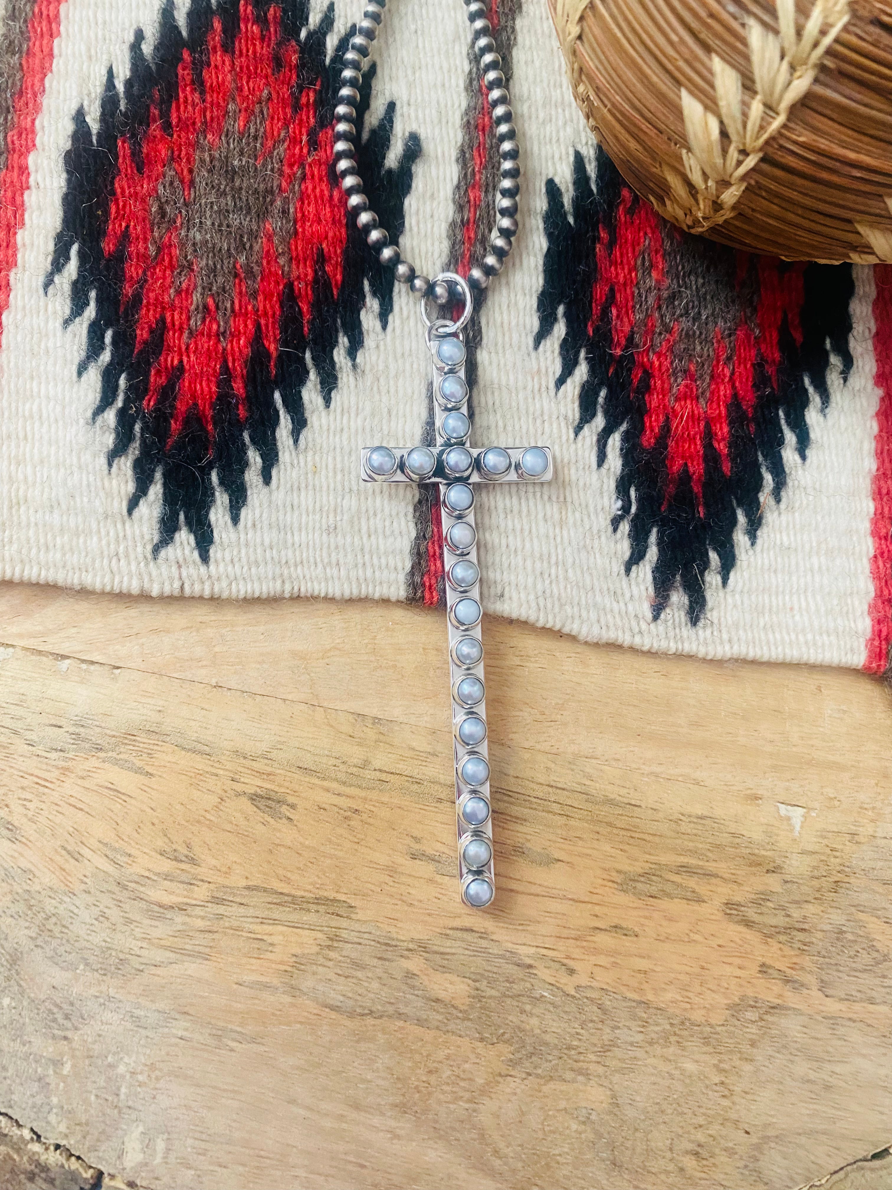 Beautiful Natural Pearl Cross Pendant