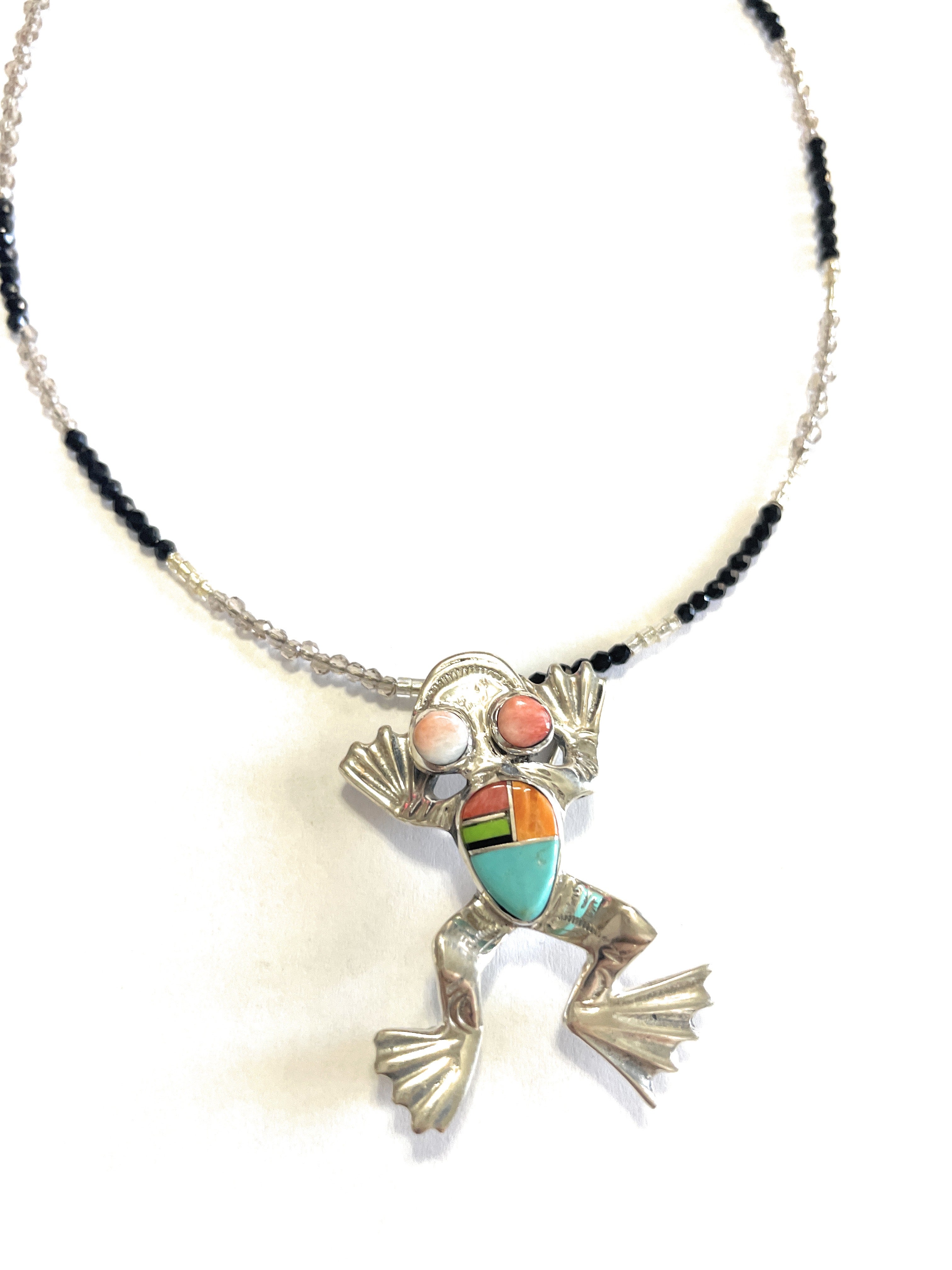 Navajo Number 8 Turquoise Inlay Frog 2024 Pendant Pin