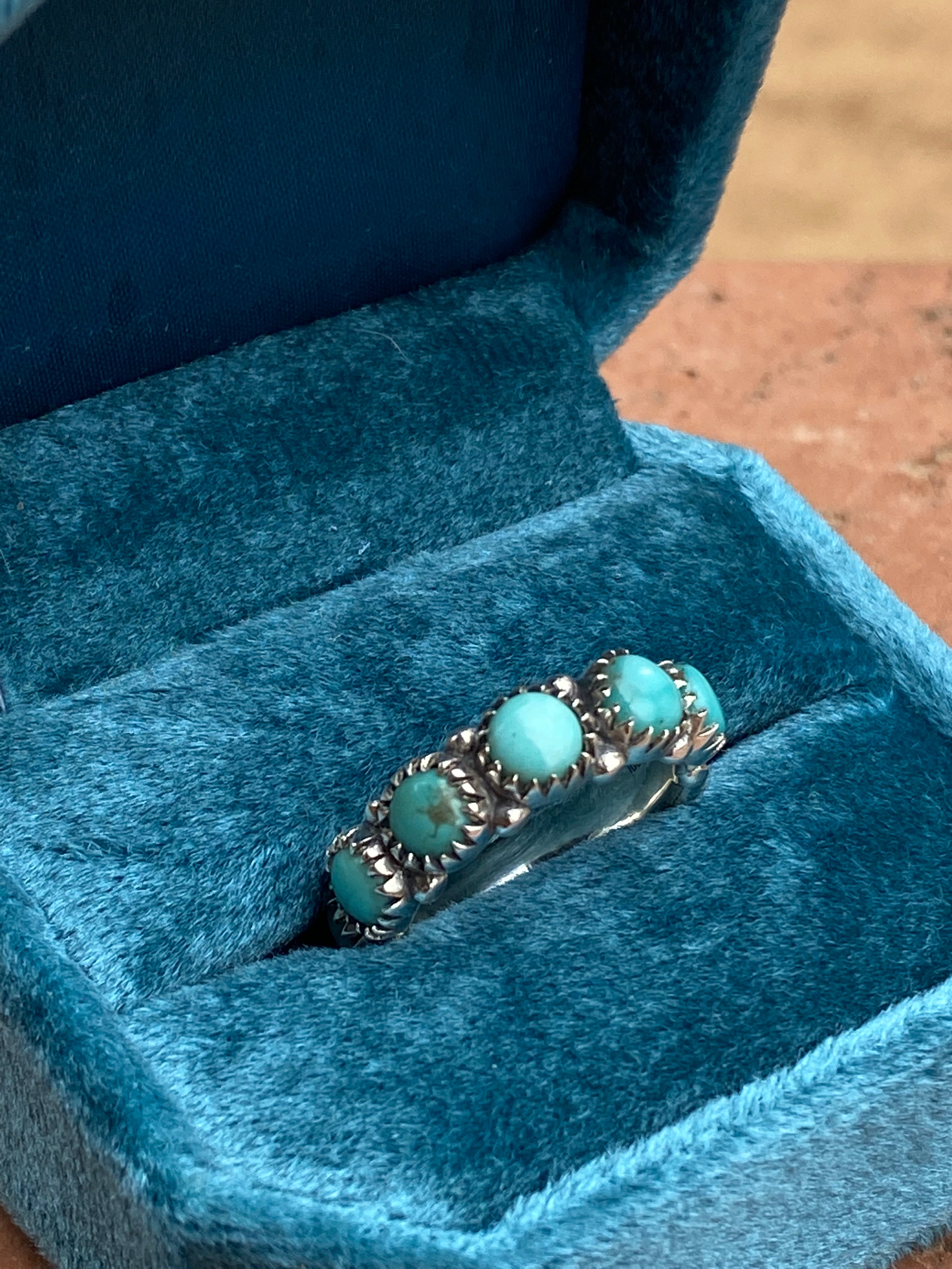 Natural Kingman Turquoise & Sterling Silver Eternity Band