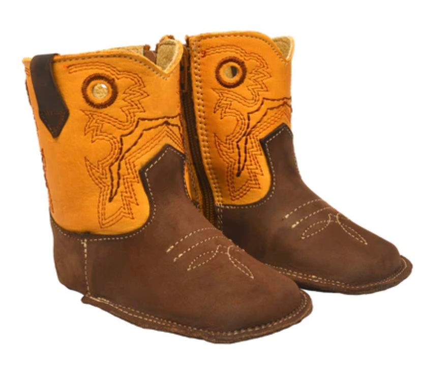 Western Leather infant Baby Boots Amber