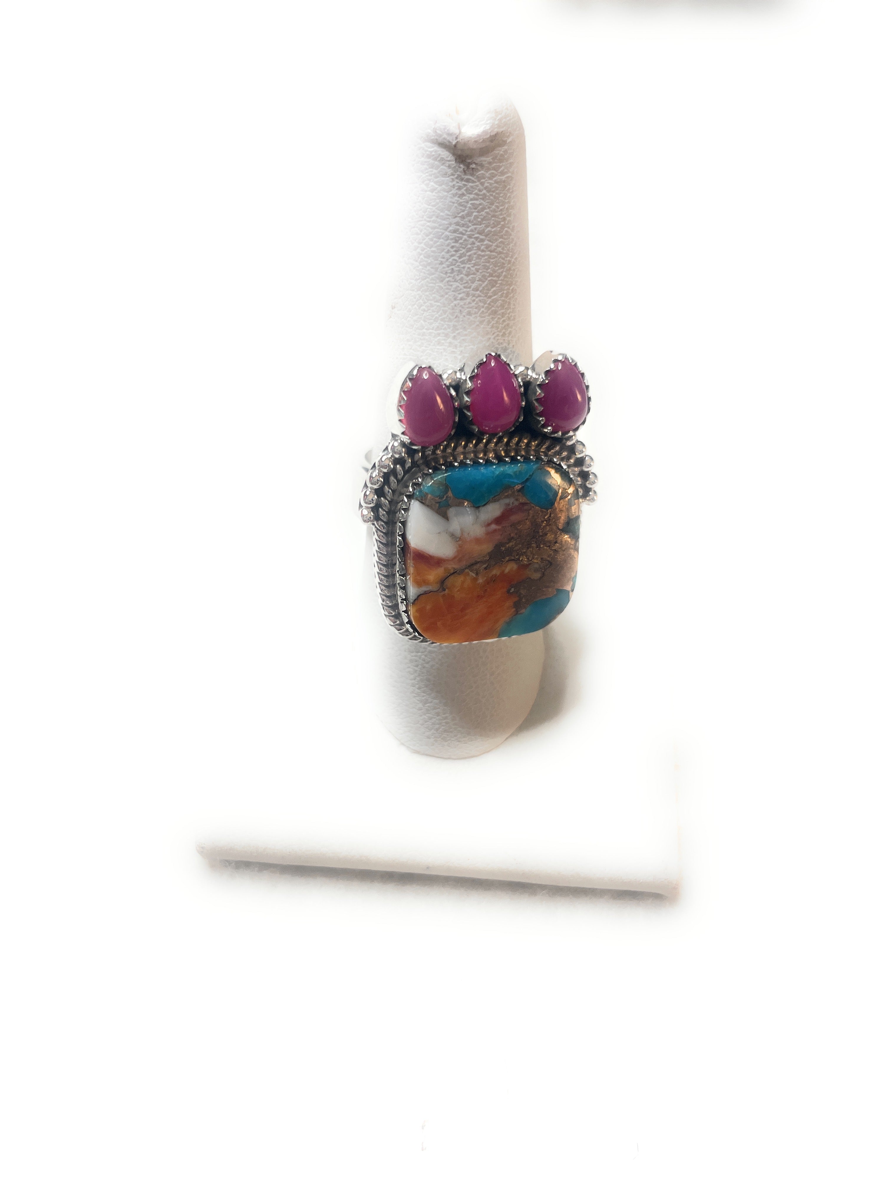 Handmade Spice & Pink Onyx Adjustable Ring