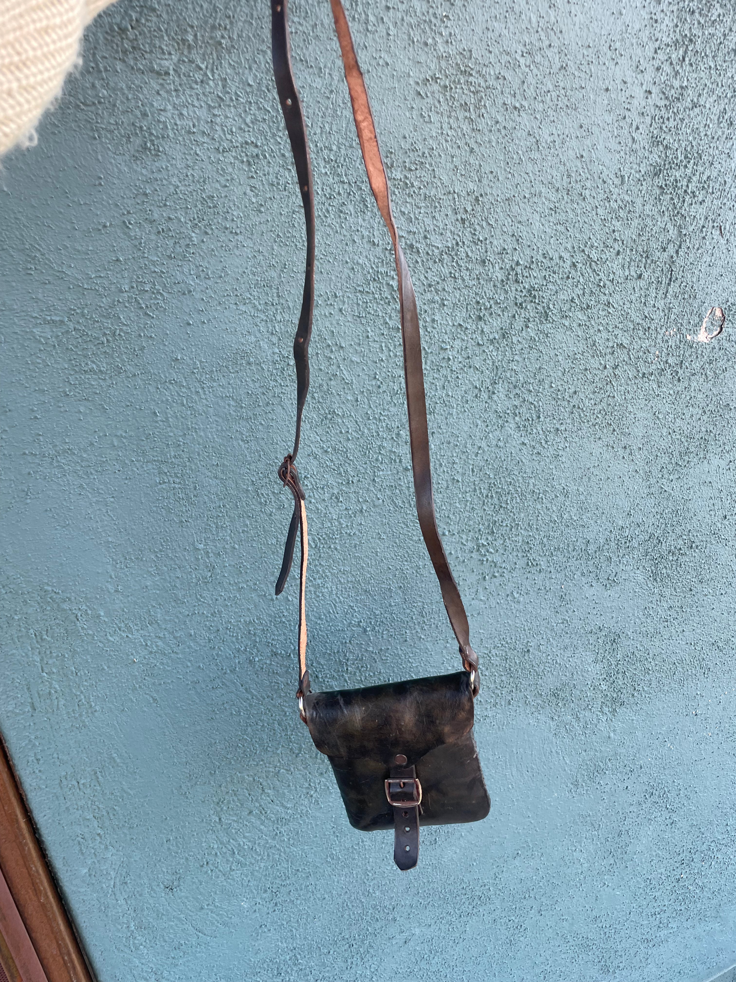 Handmade Leather Crossbody Black Purse