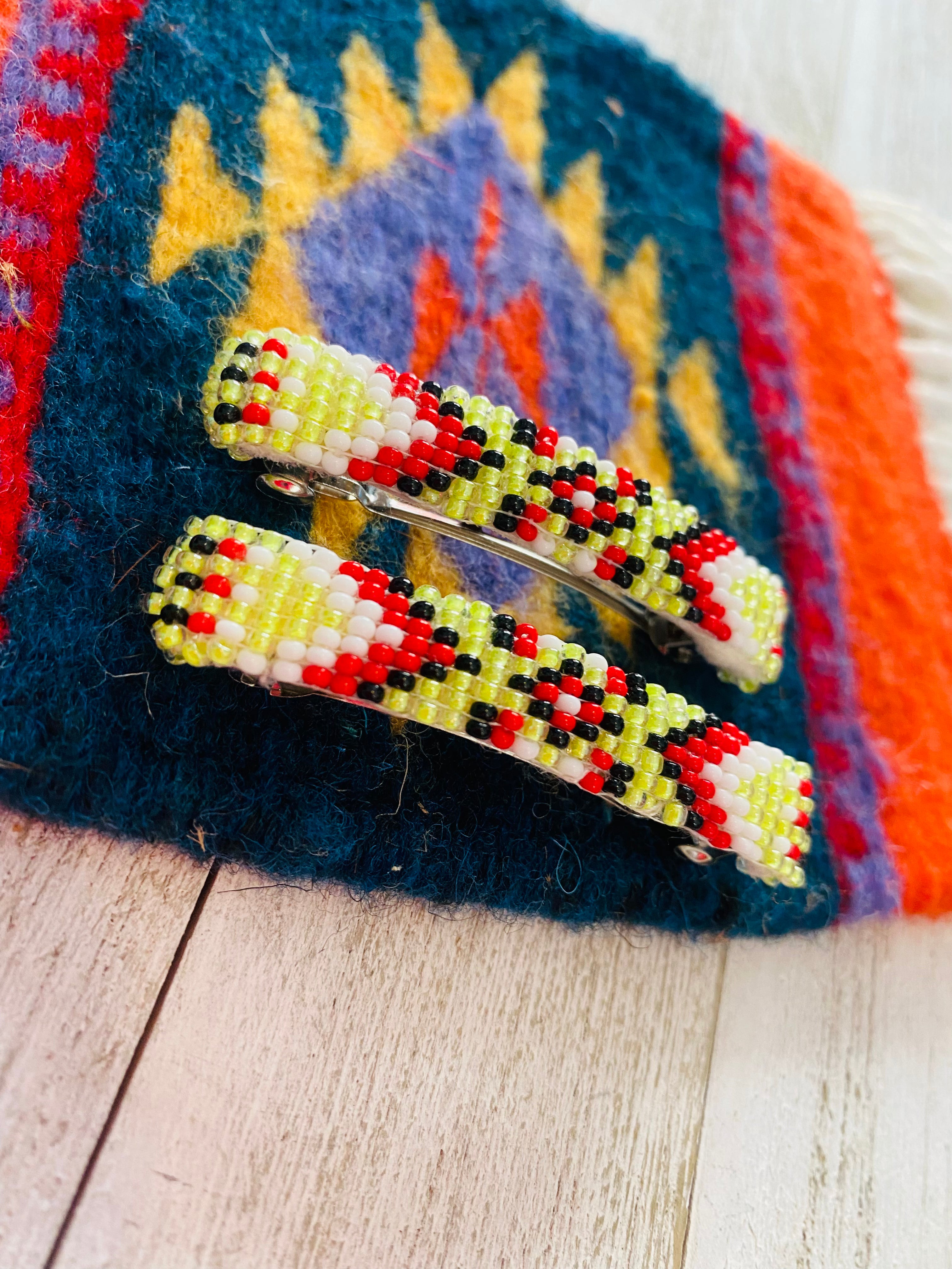 Navajo Handmade Beaded Barrette Set