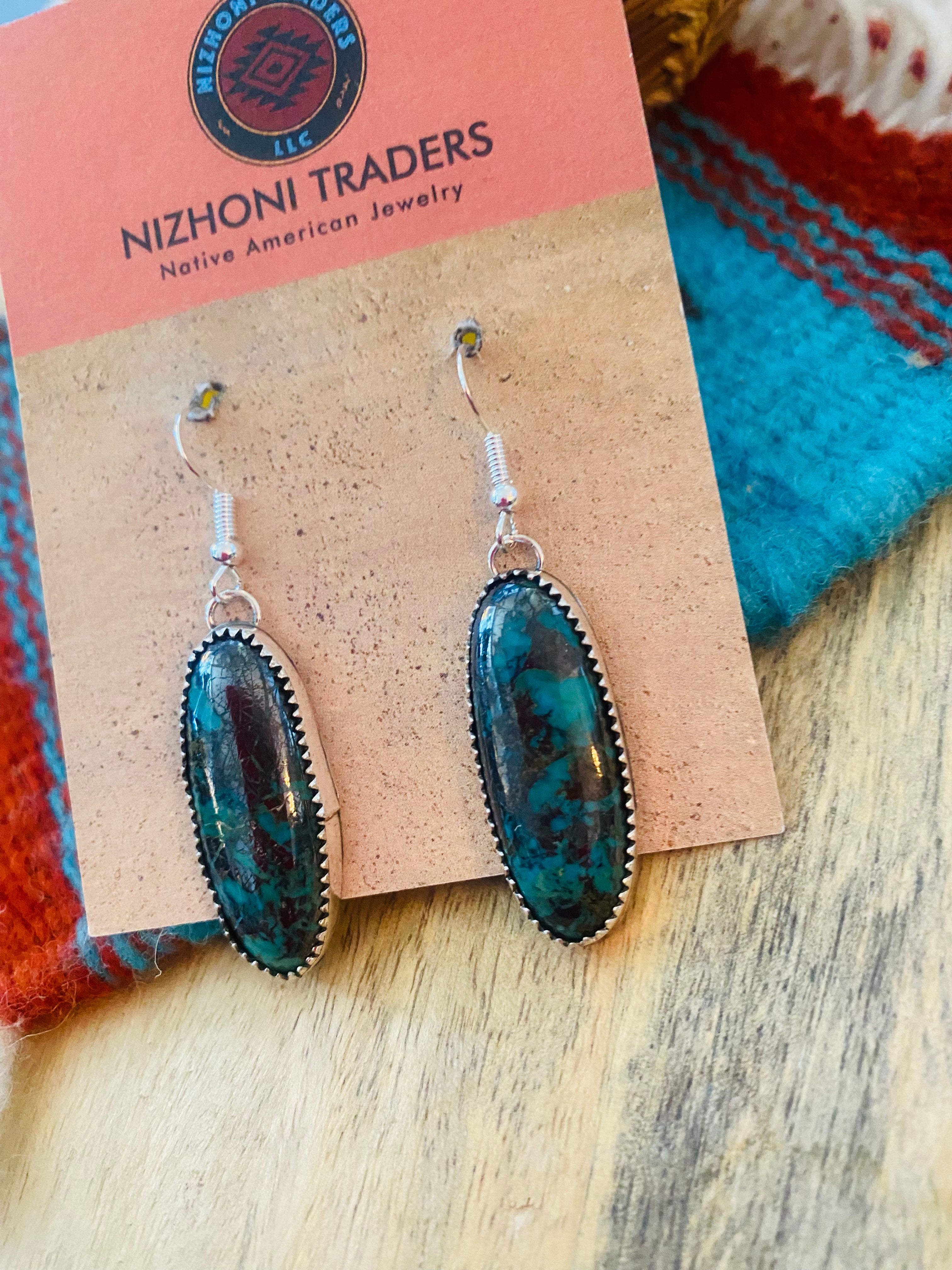 Navajo Turquoise & Sterling Silver Dangle Earrings