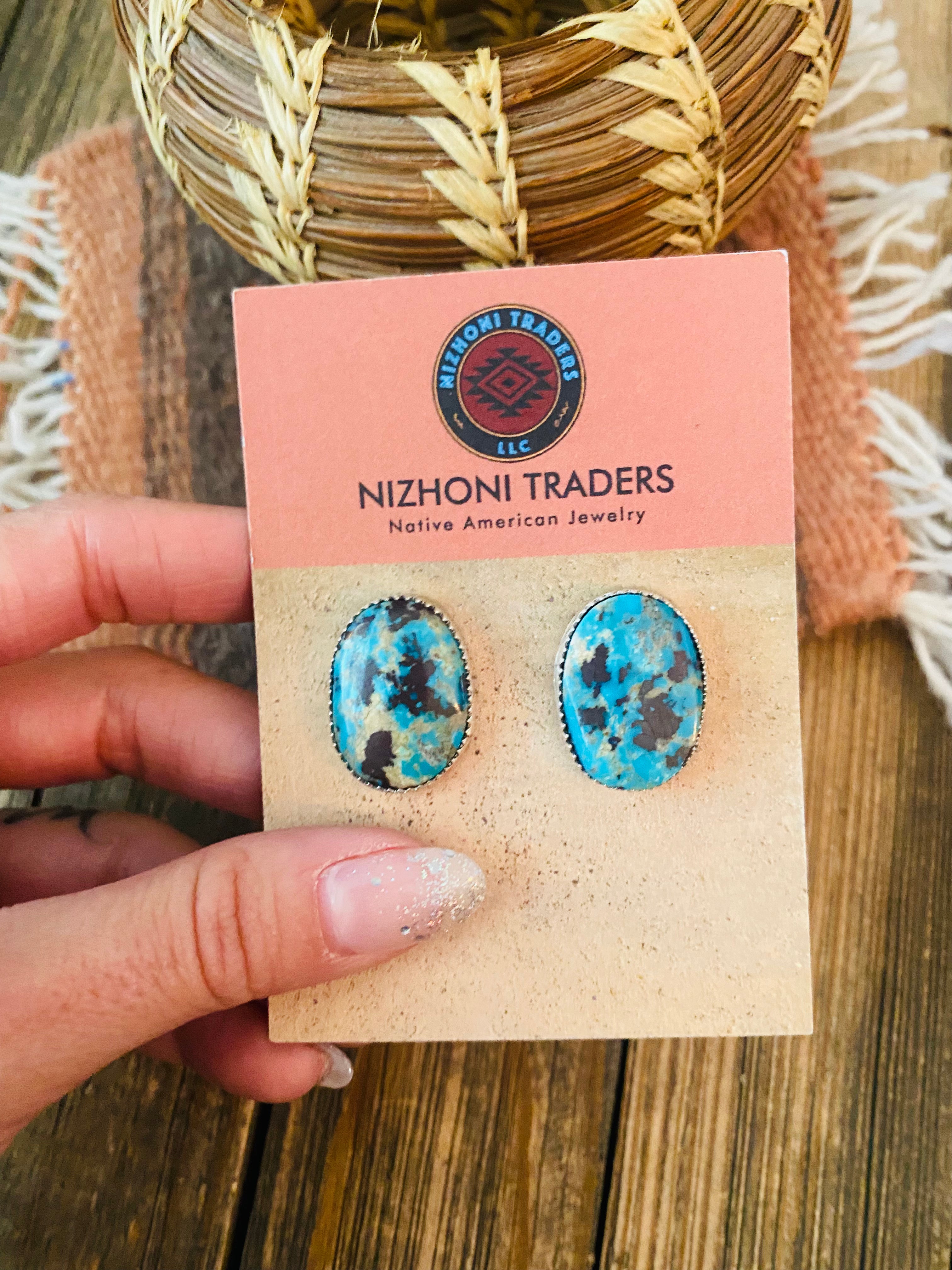 Navajo Sterling Silver & Turquoise Stud Earrings