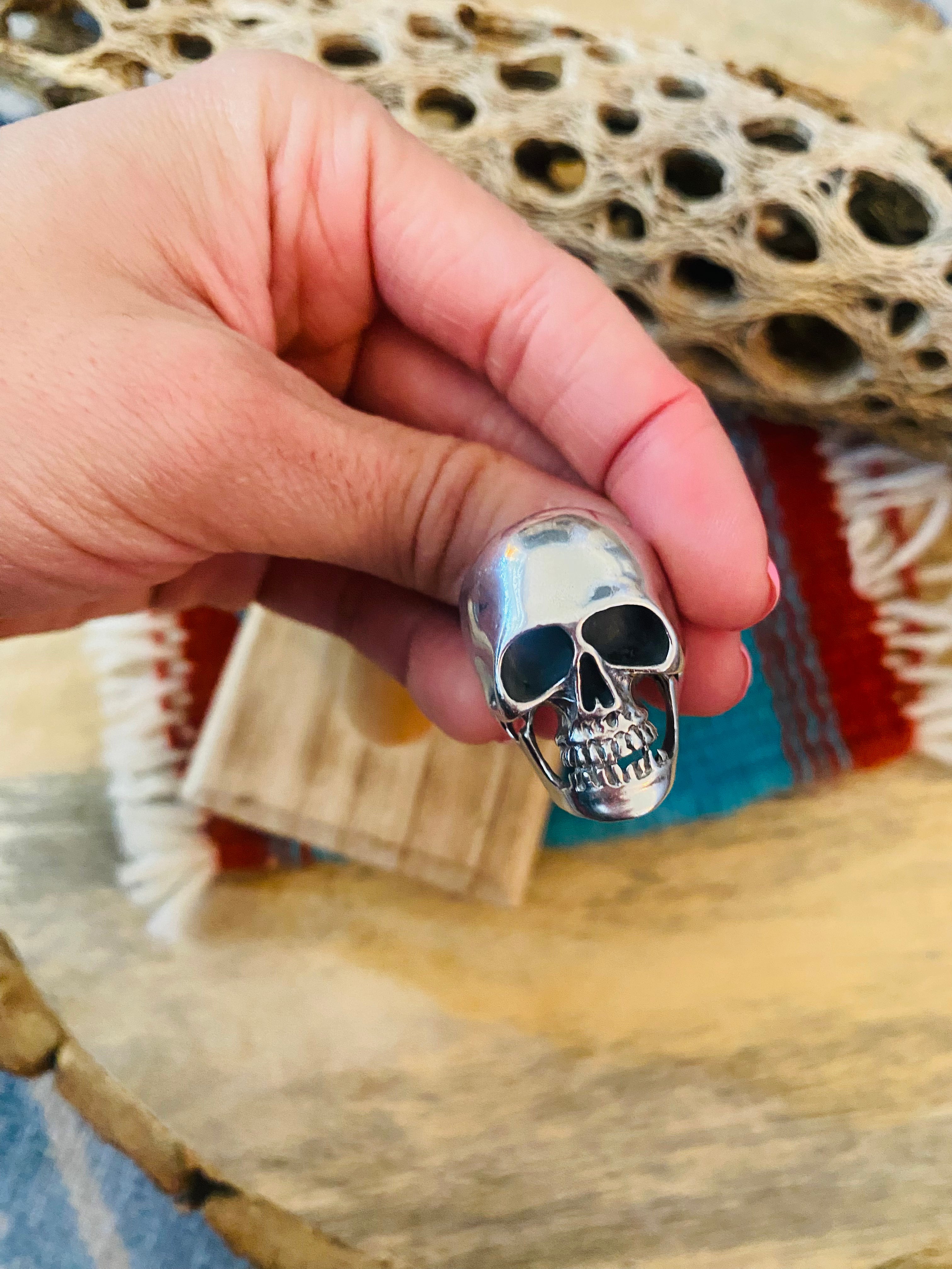 Handmade Sterling Silver Skull Ring Size 9.5