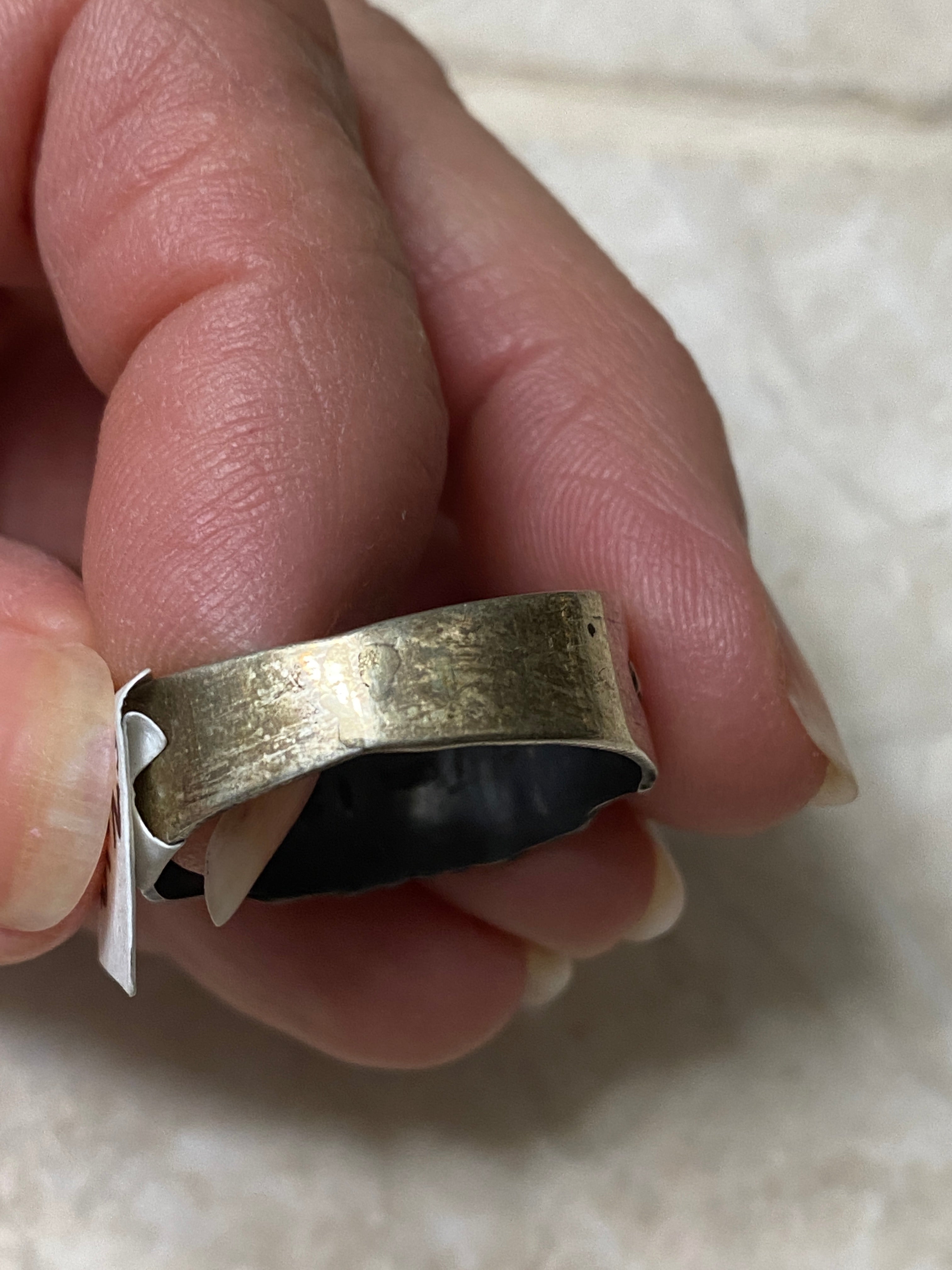 Sterling Silver Copper Story Teller Ring Size 12.5