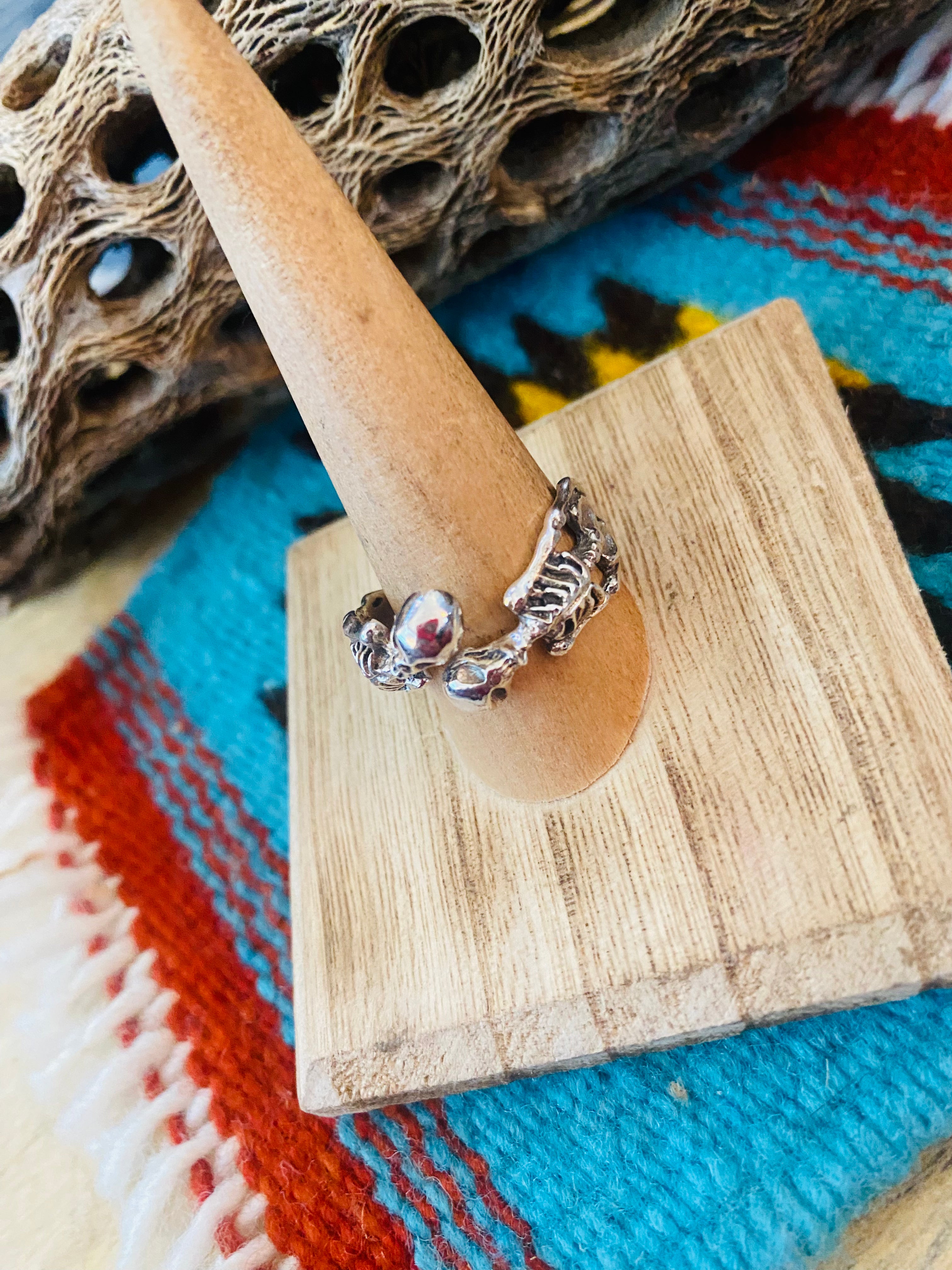 Handmade Sterling Silver Skeleton Adjustable Ring