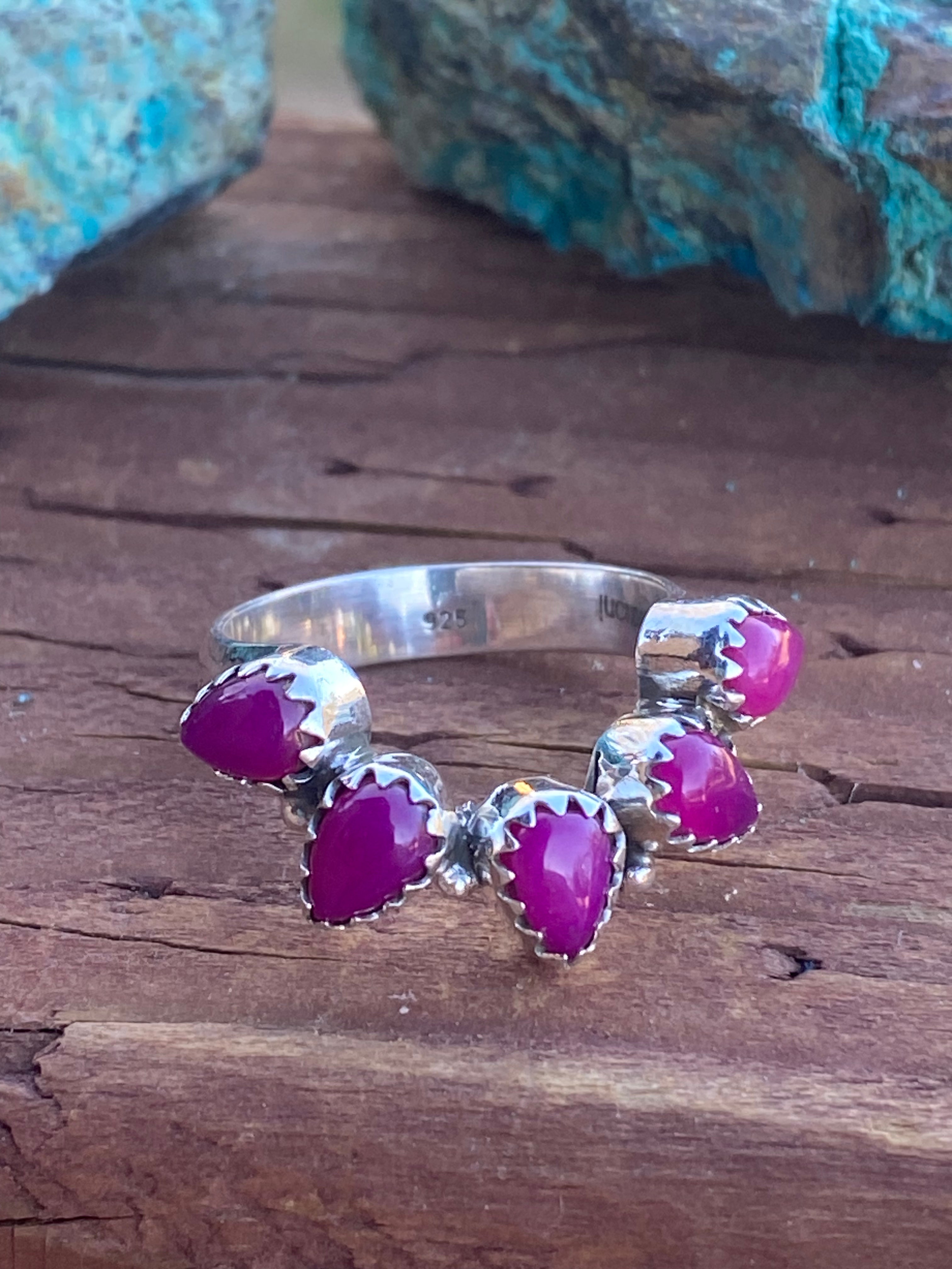 Pink Onyx & Sterling Silver Monarch Band