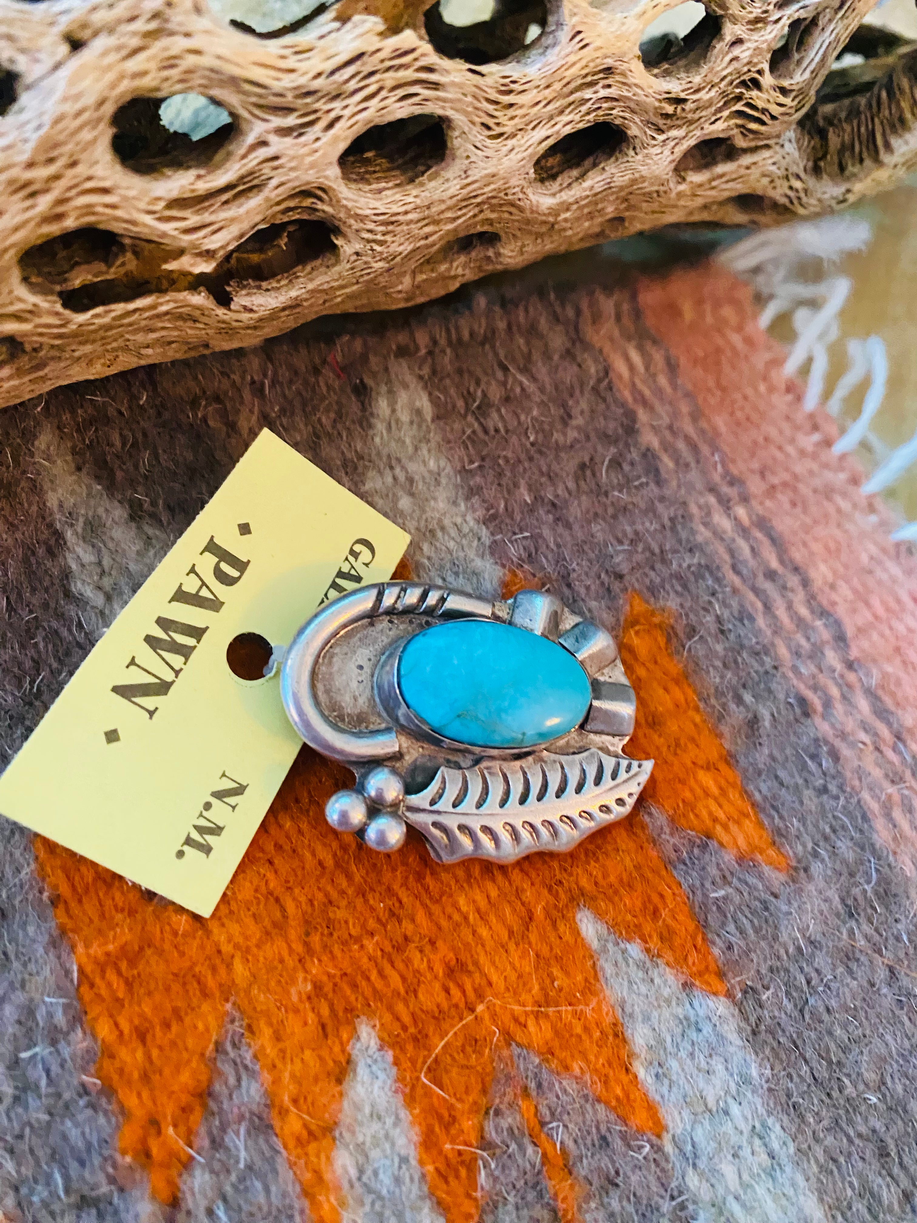 Vintage Navajo Turquoise & Sterling Silver Brooch