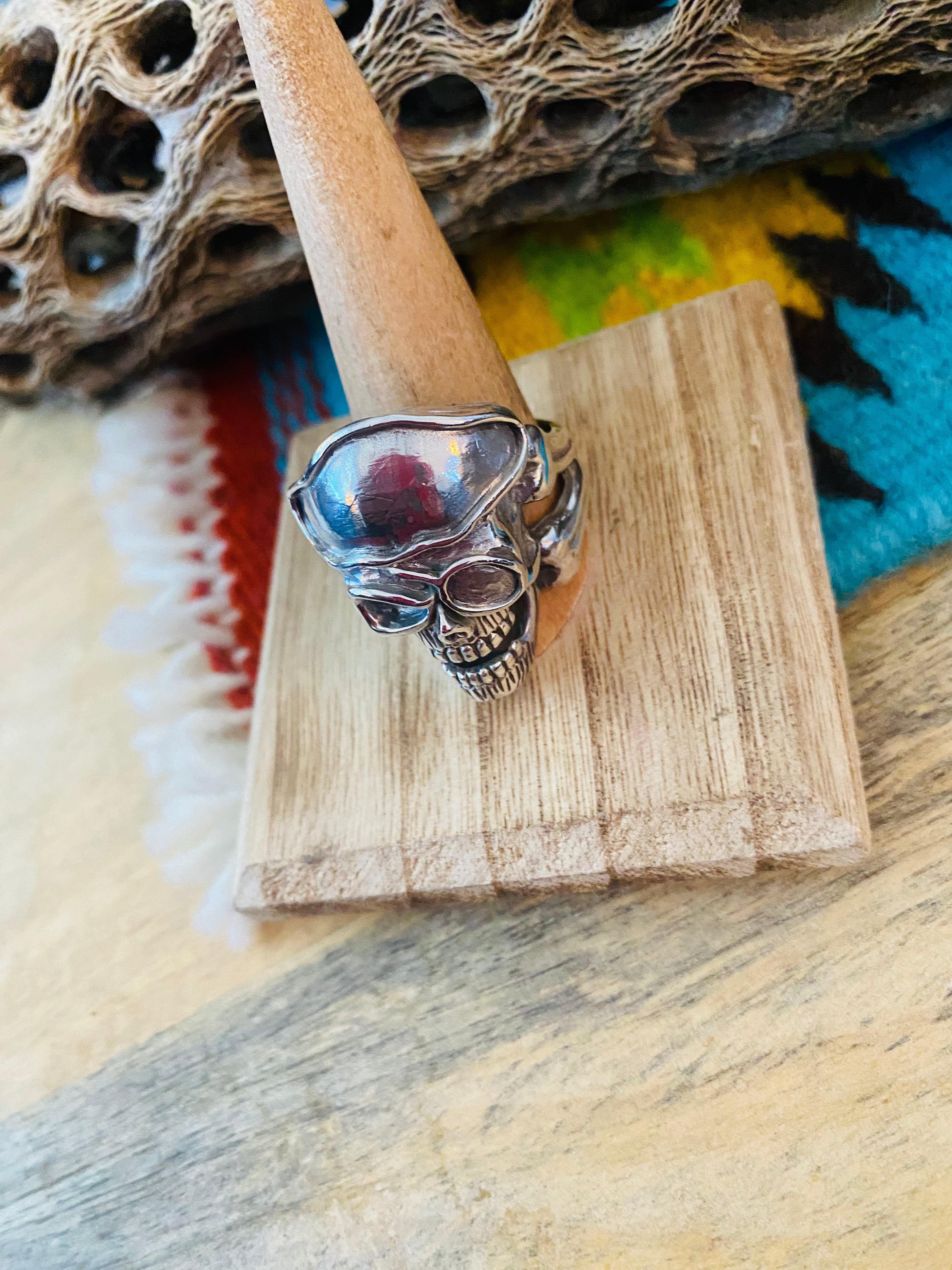 Handmade Sterling Silver Skull Ring Size 11.5