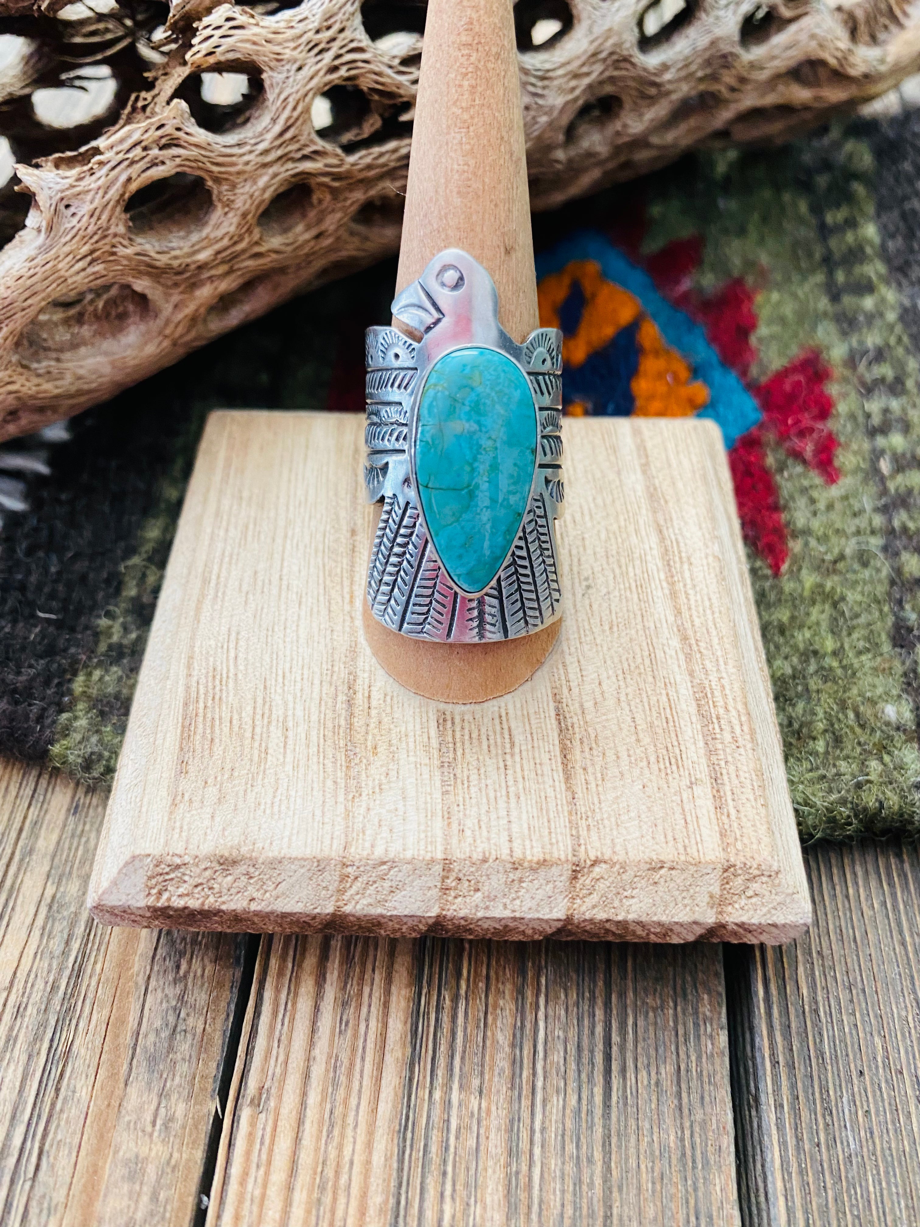 Navajo Sterling Silver & Turquoise Thunderbird Ring