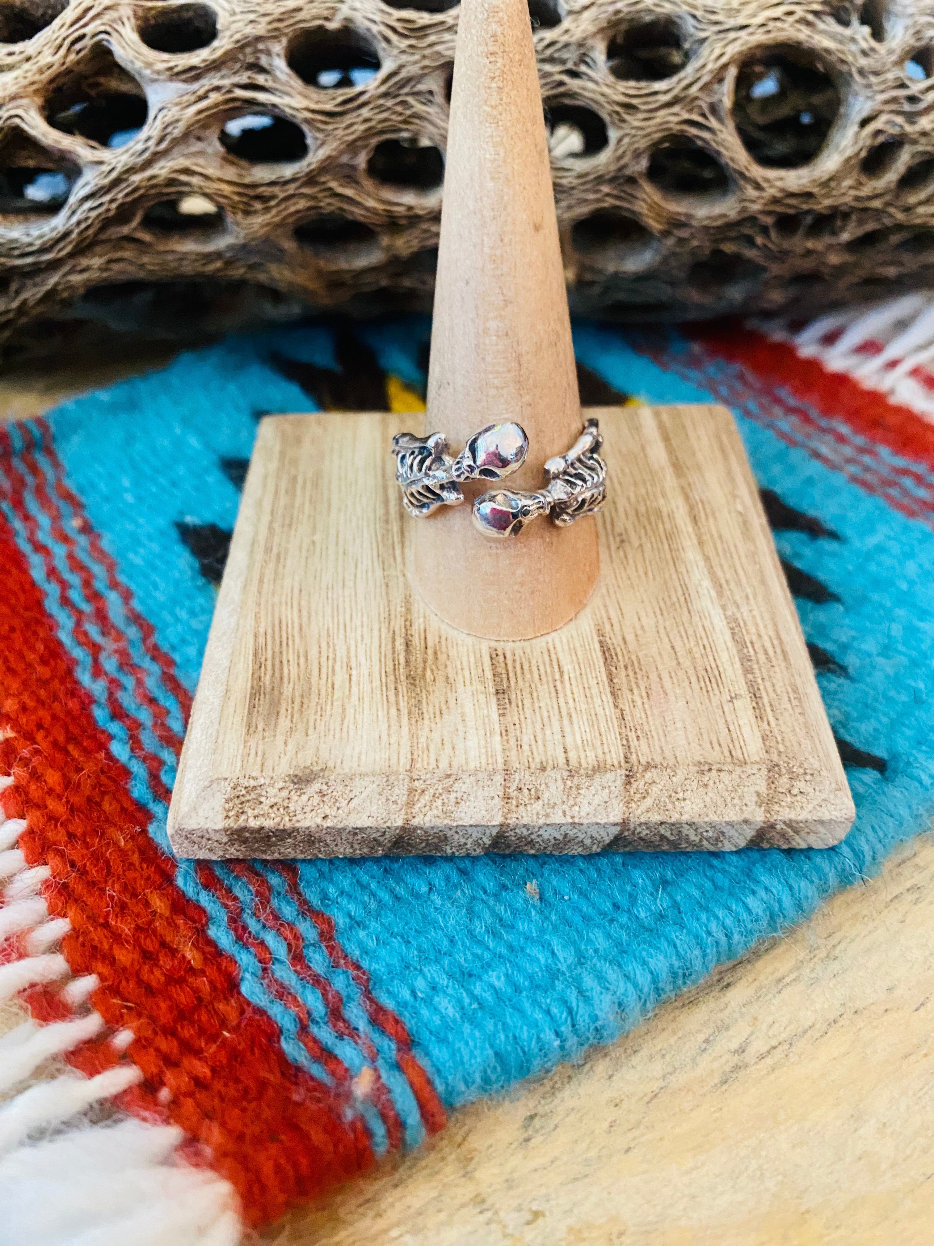 Handmade Sterling Silver Skeleton Adjustable Ring