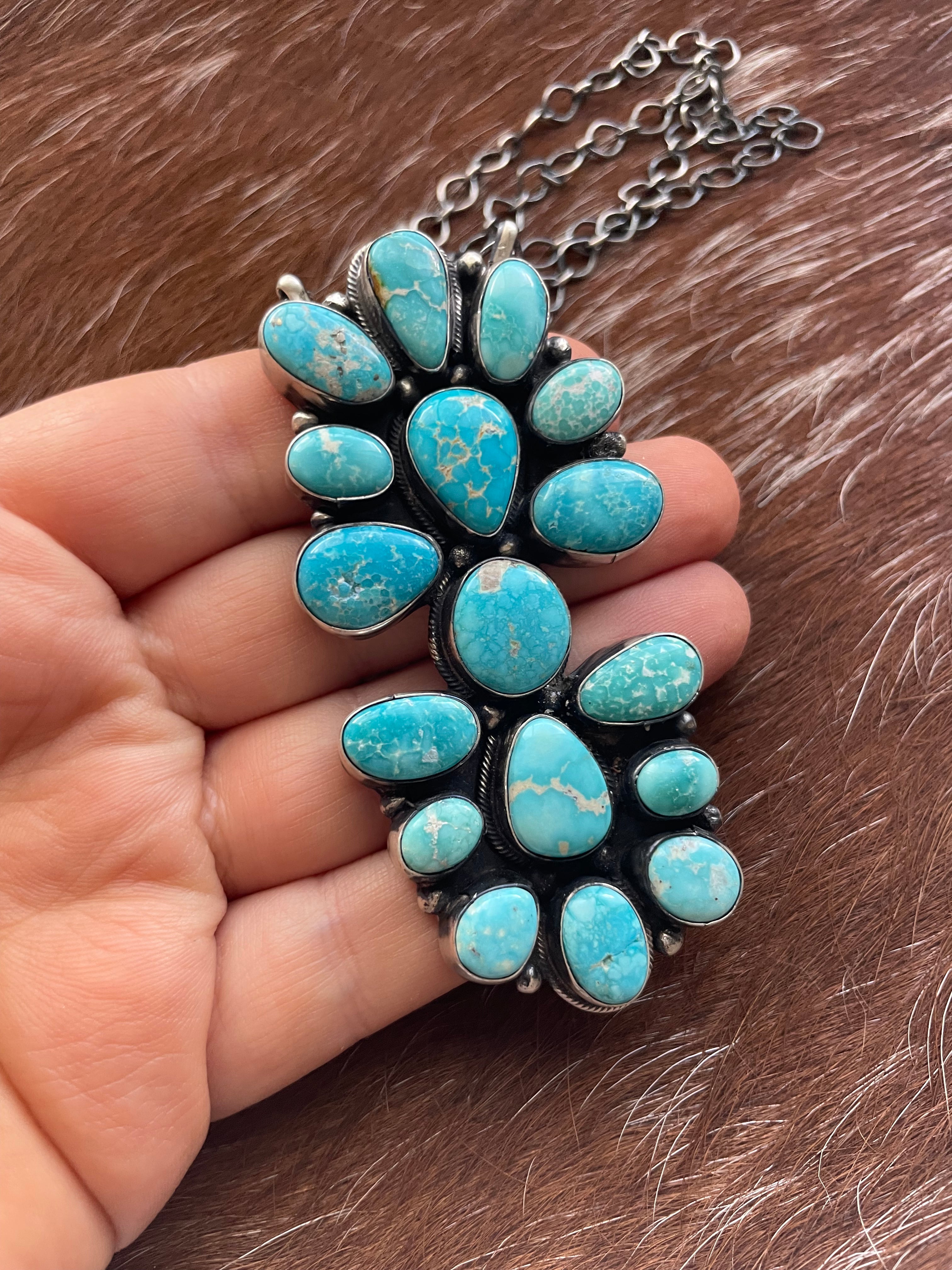 Navajo Sterling Silver Turquoise Necklace By Sheila Becenti