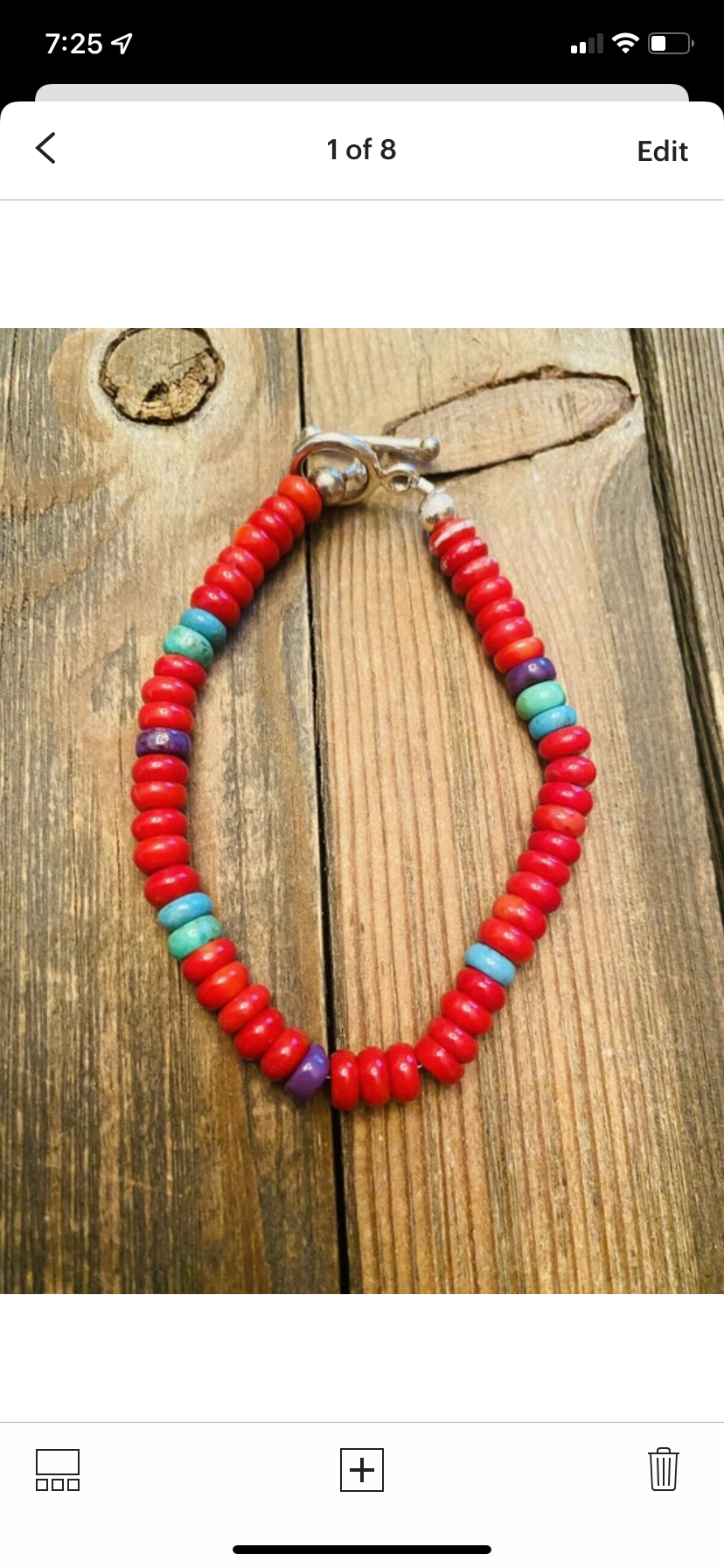 Navajo Coral & Multi Stone Sterling Silver Beaded Bracelet