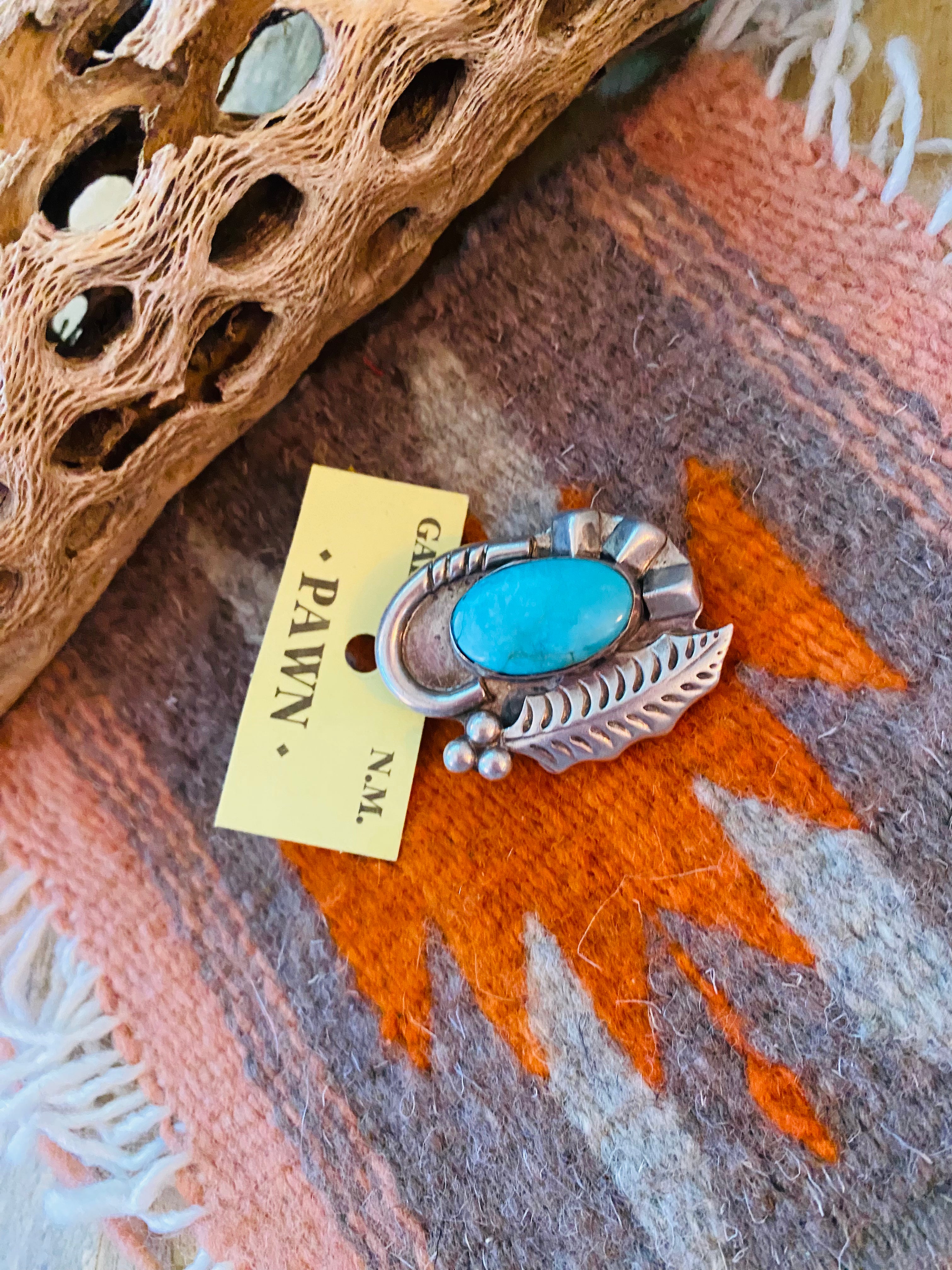 Vintage Navajo Turquoise & Sterling Silver Brooch