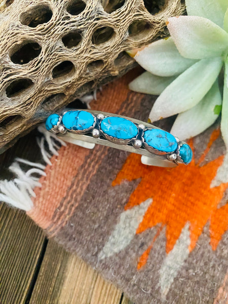 VINTAGE 60s〜70s Navajo Turquoise Bangle Large 60s Vintage Navajo Sterling Silver Blue Turquoise Leaf