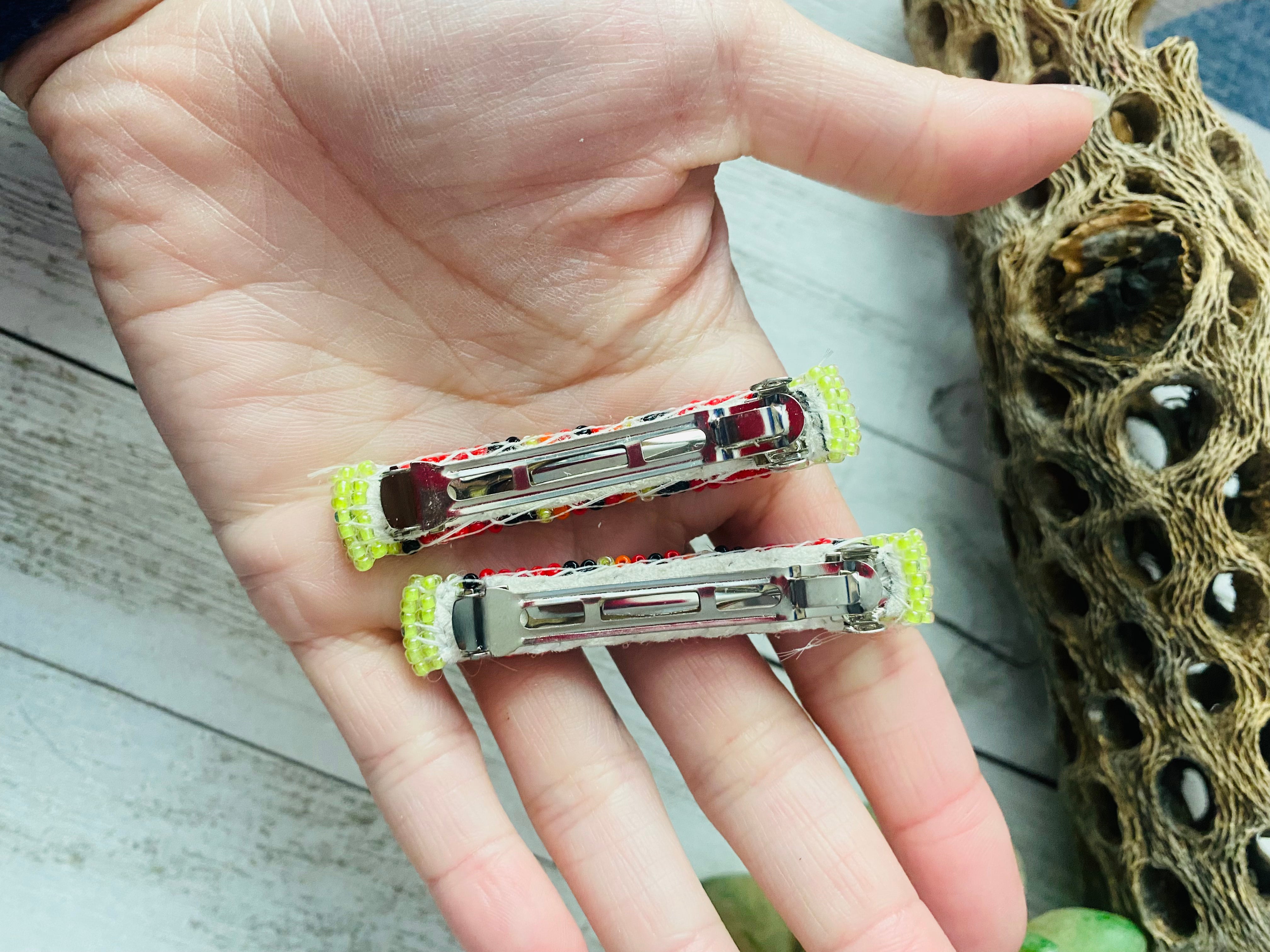 Navajo Handmade Beaded Barrette Set