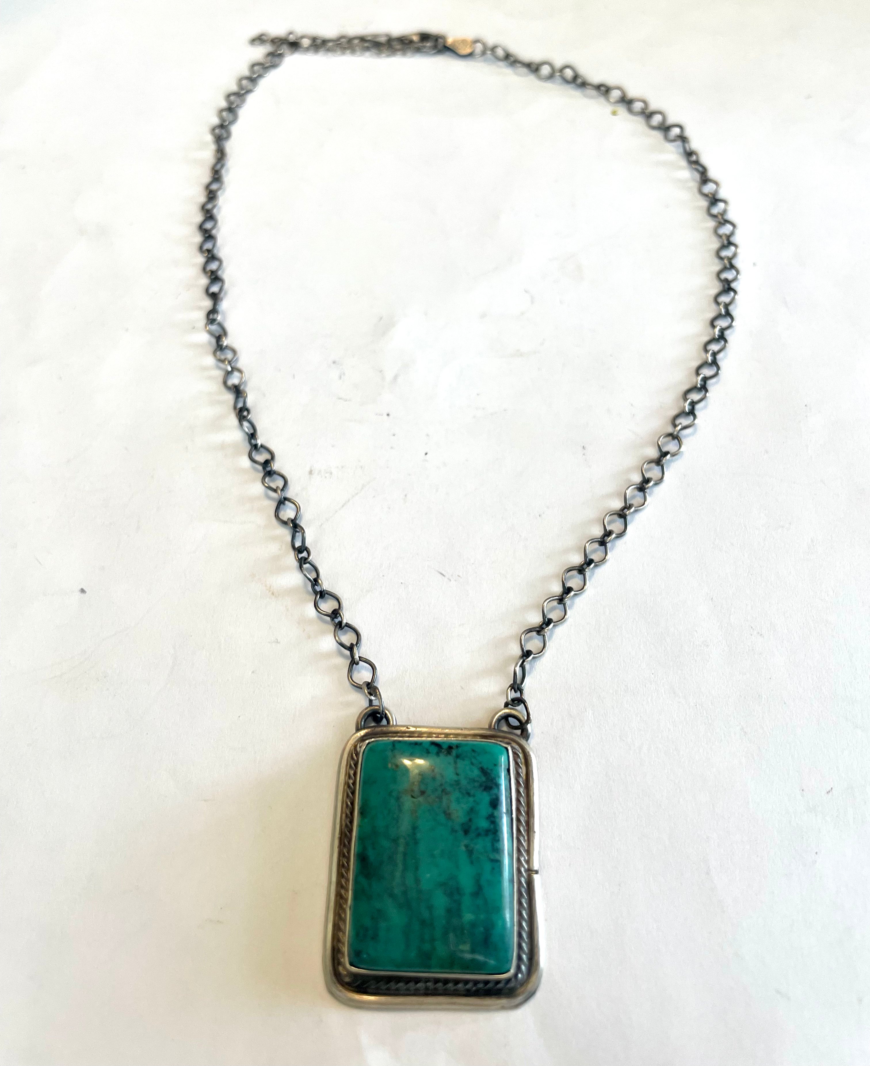 Navajo Sterling Silver & Tibetan Turquoise Necklace