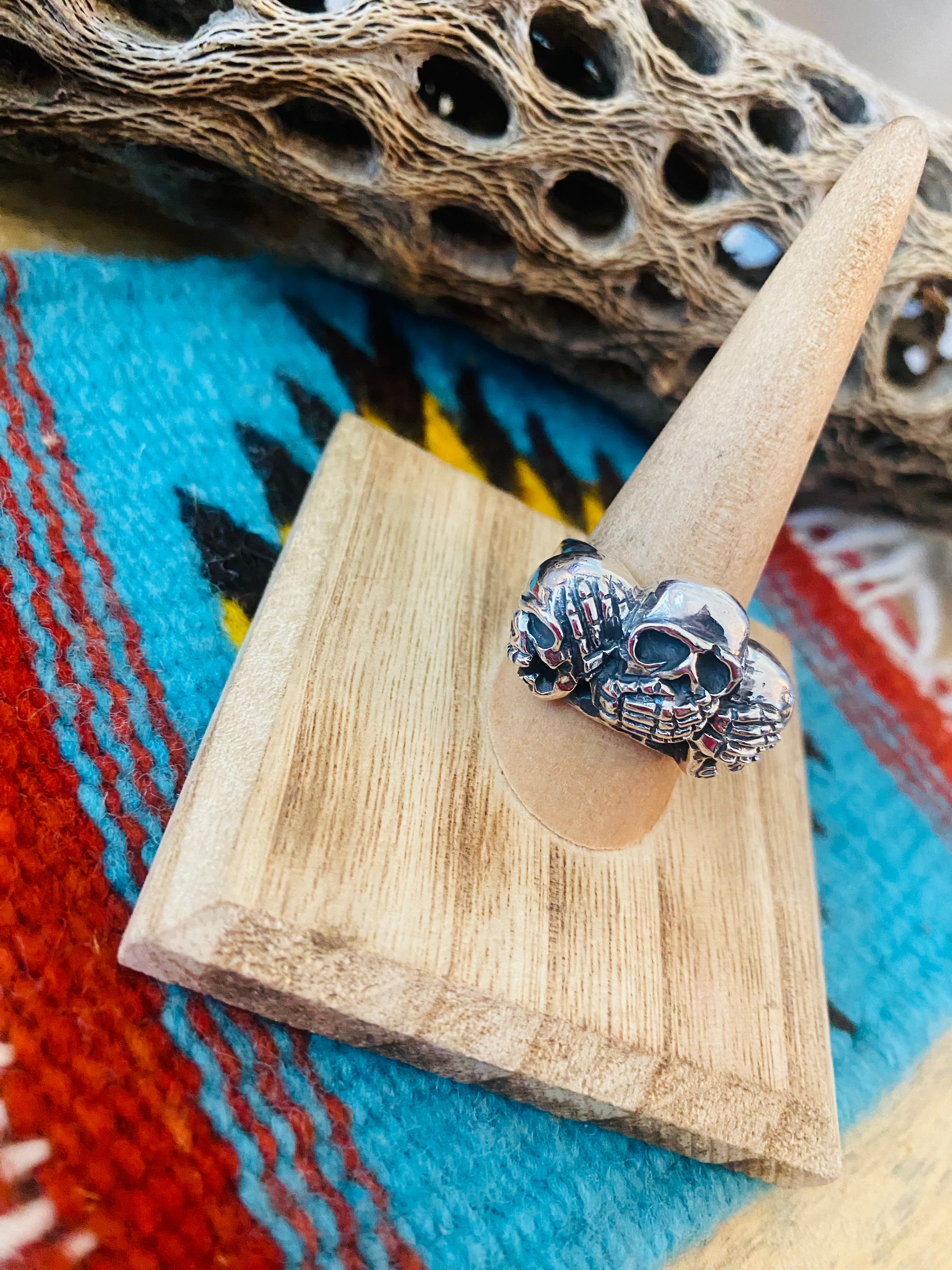 Handmade Sterling Silver Skull Ring Size 9.25