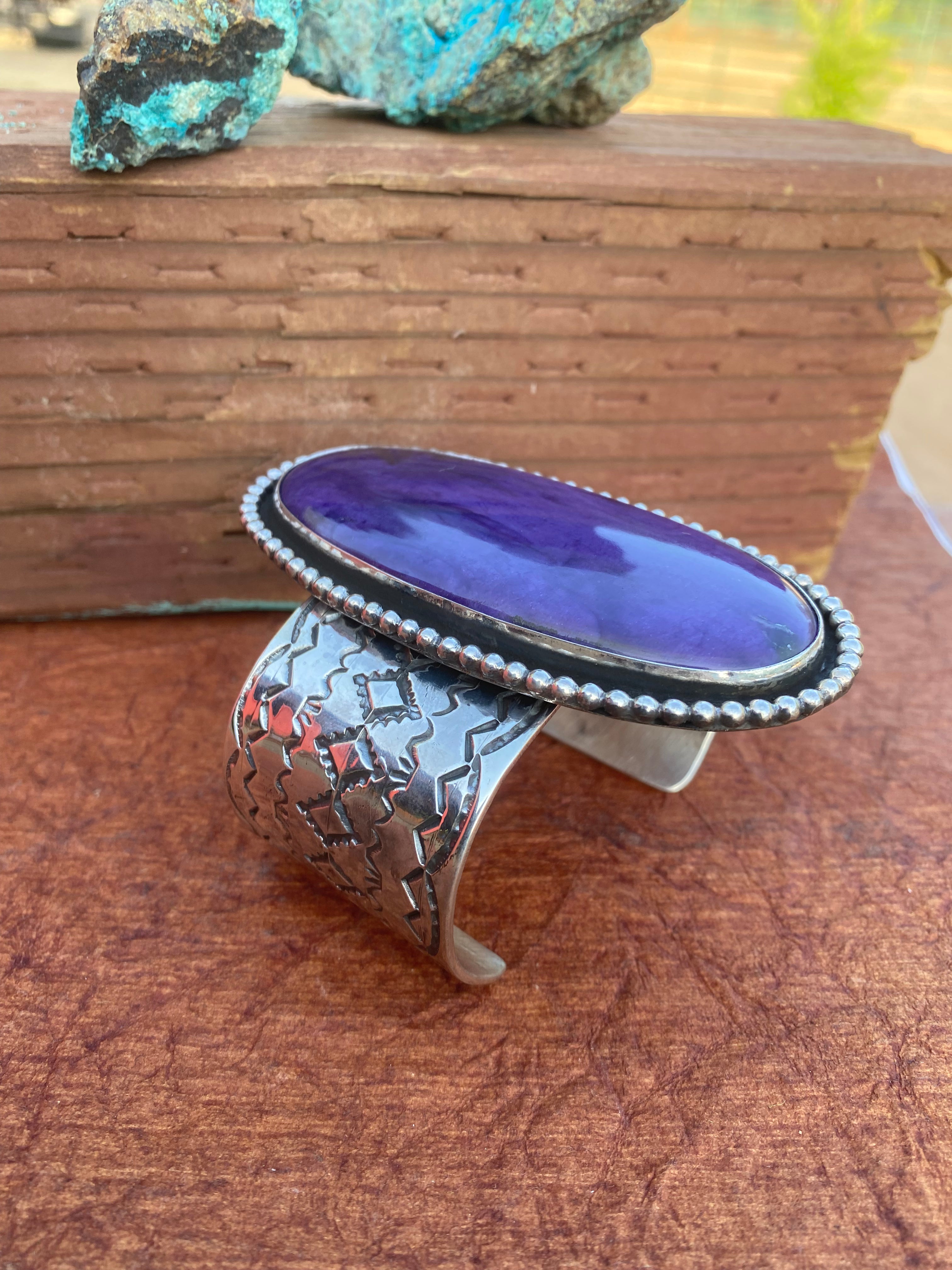 Jennifer Garcia Sterling Silver & Charoite Cuff Bracelet