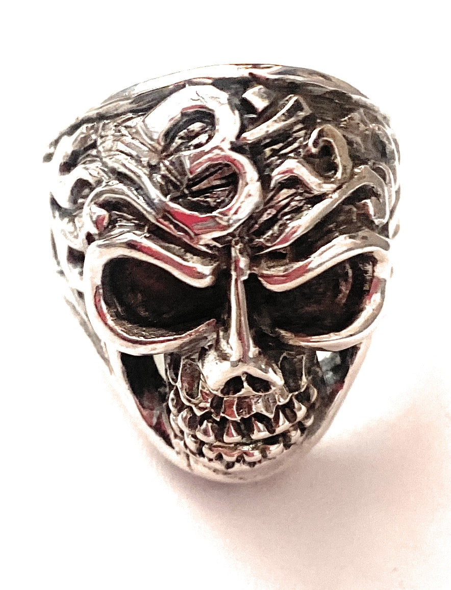 Handmade Sterling Silver Skull Ring Size 10.25