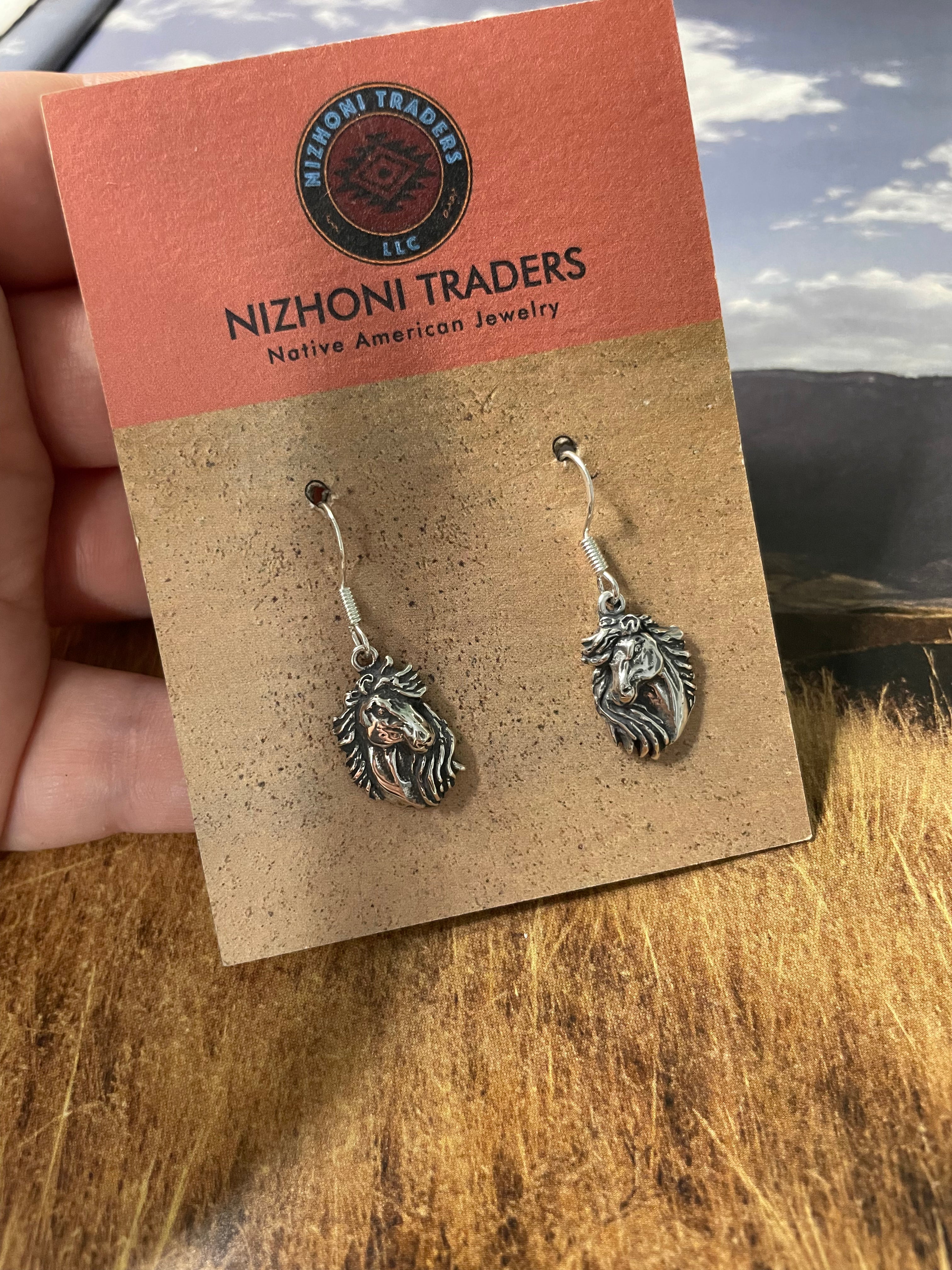 Navajo Sterling Silver Horse Dangle Earrings