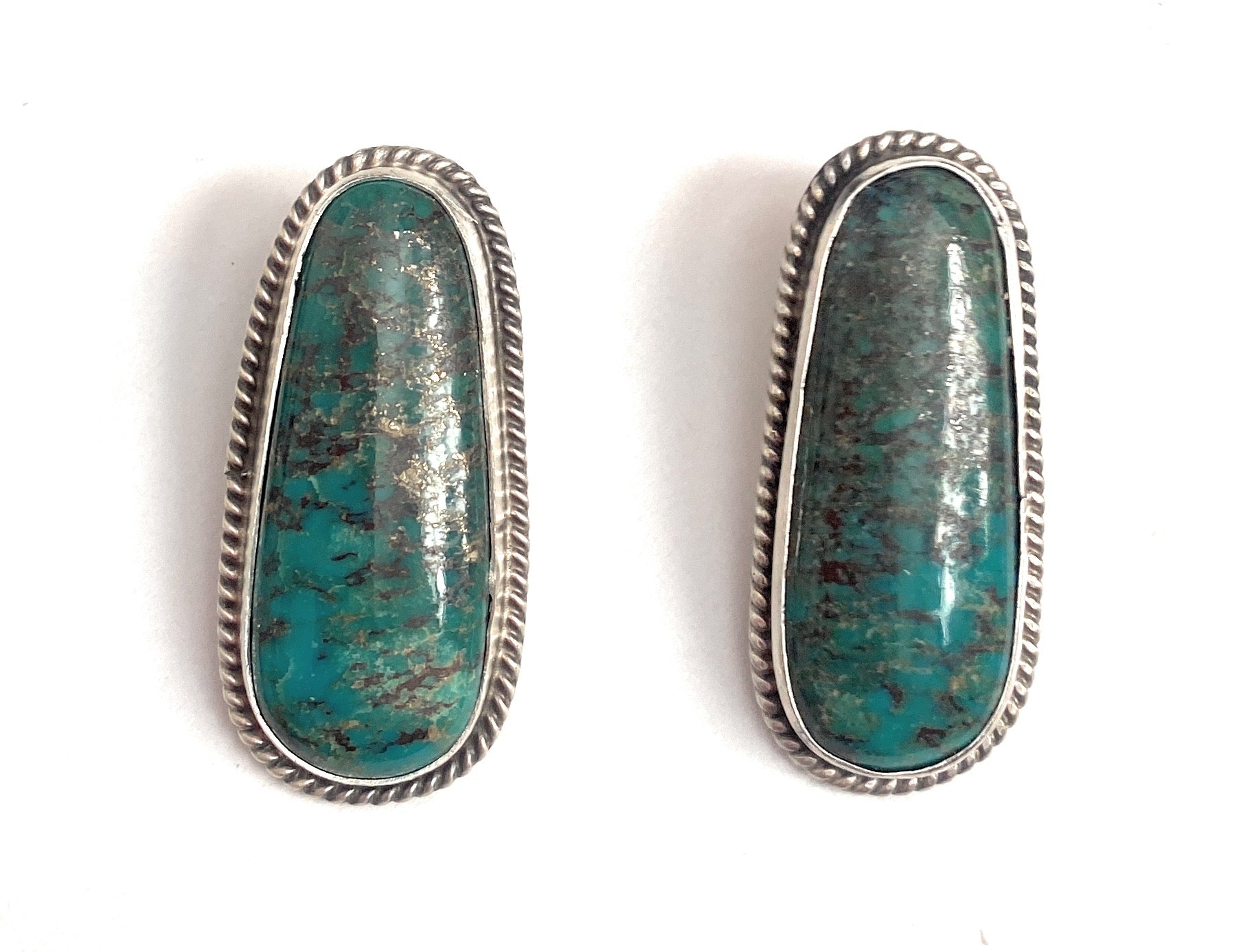 Navajo Sterling Silver & Royston Turquoise Stud Earrings